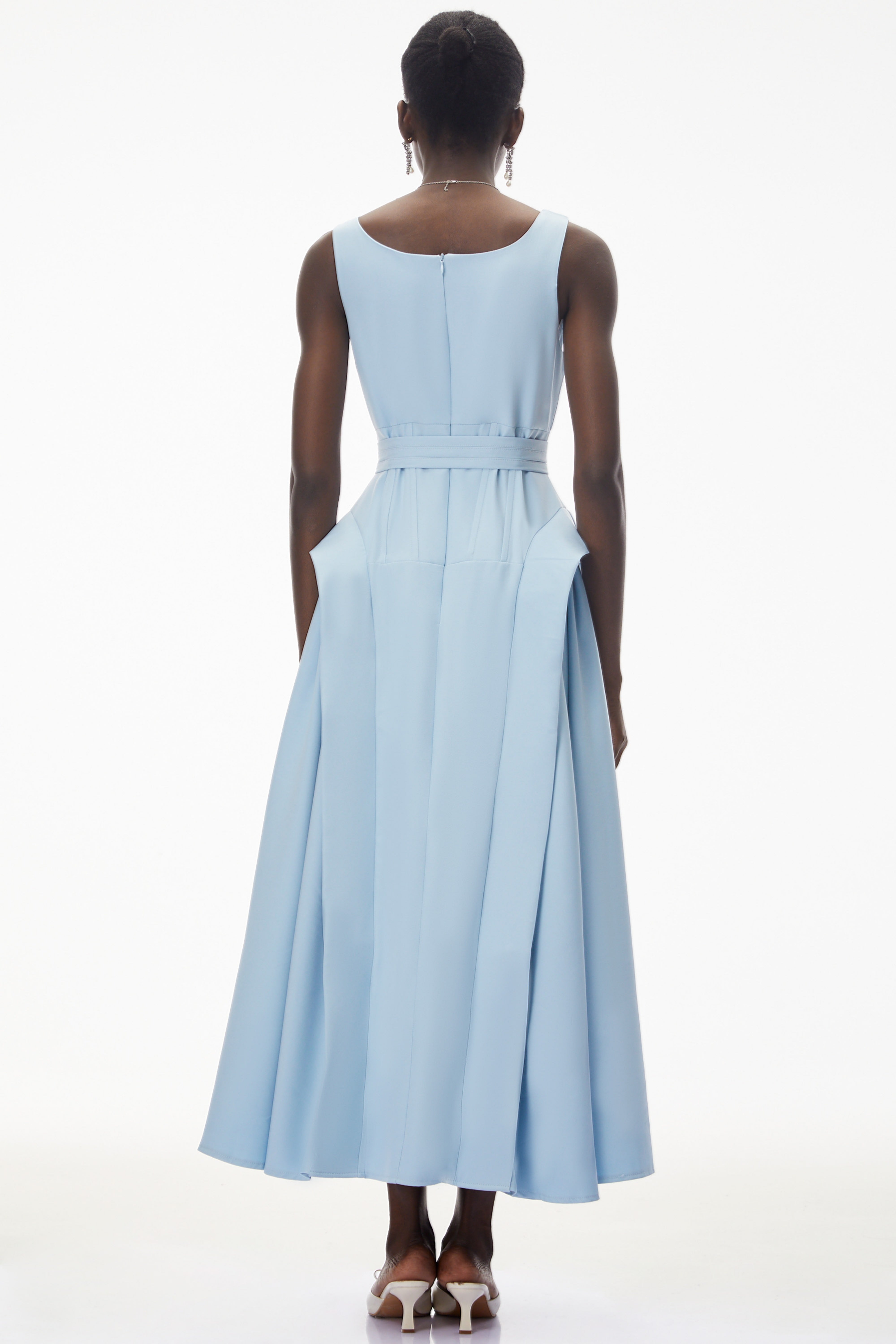 Ruby Sky Blue Ruffled Ruched Maxi Dress