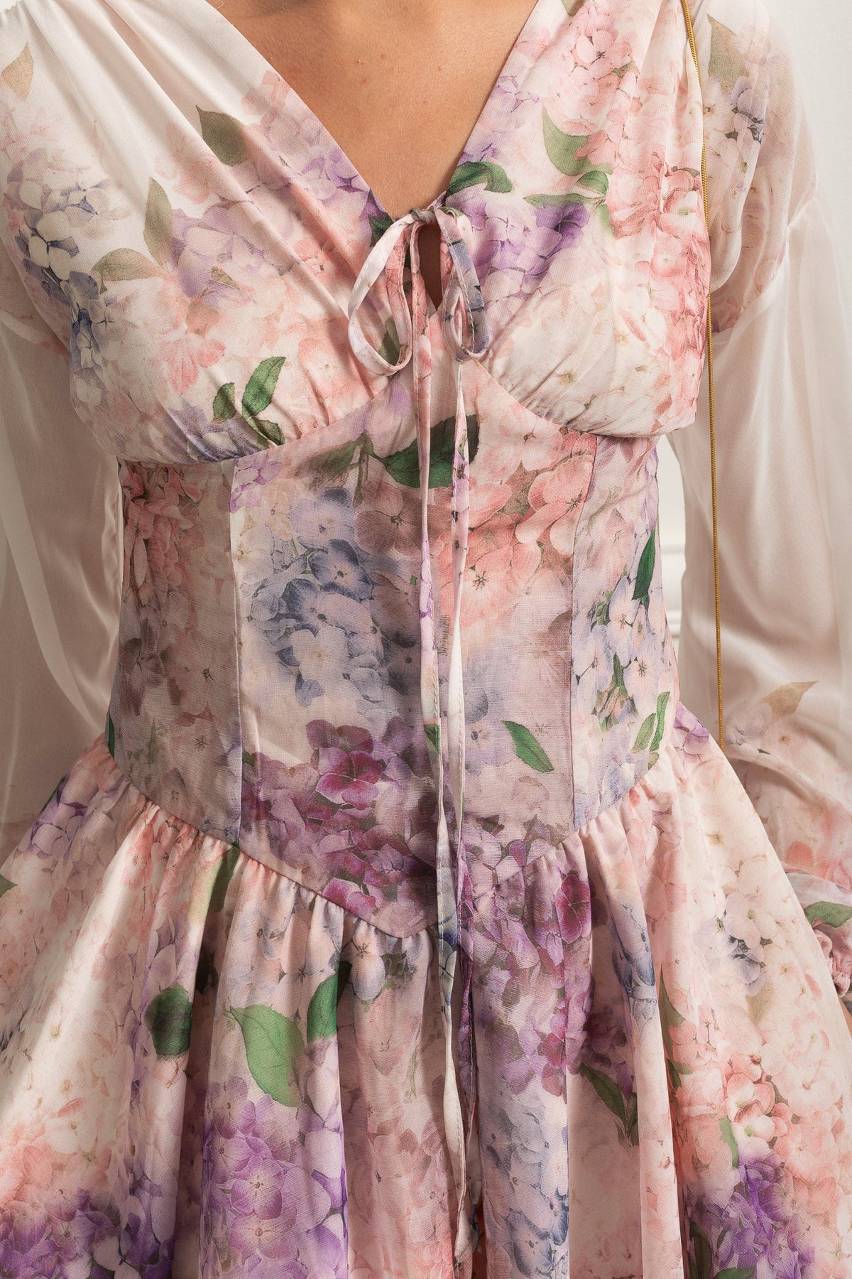 Watercolor Bloom Chiffon Mini Dress - Pastel