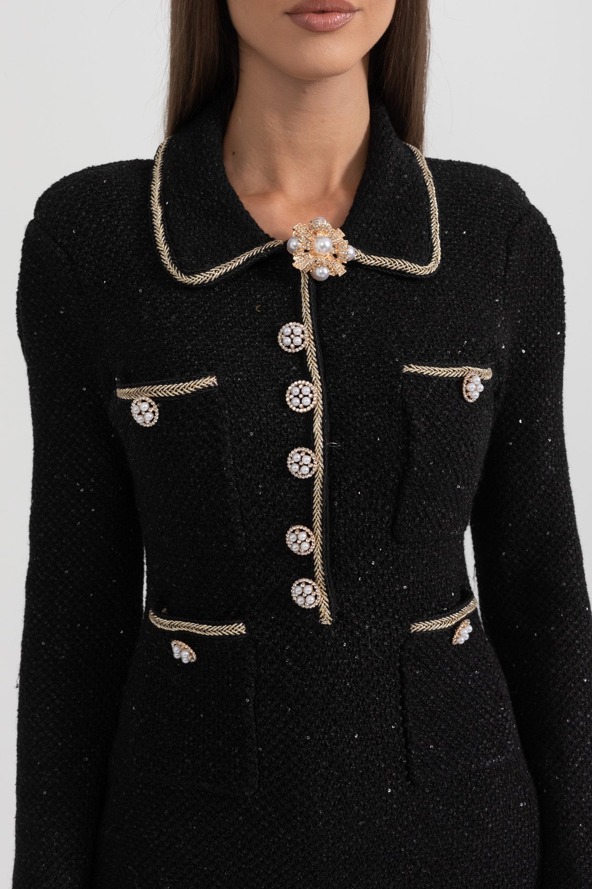 Esmee Black Knit Textured Dress
