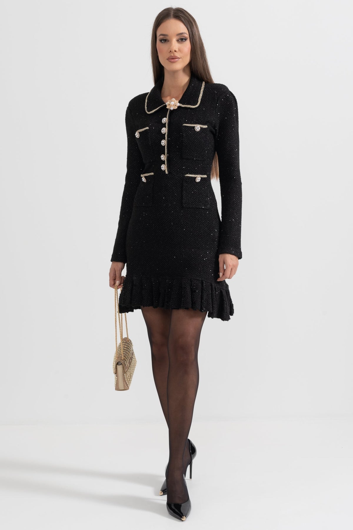 Esmee Black Knit Textured Dress