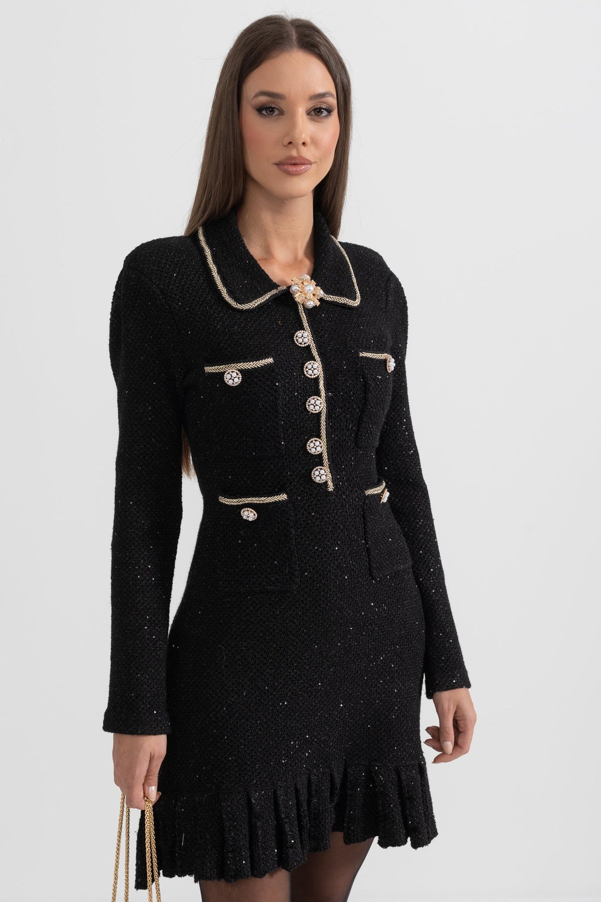 Esmee Black Knit Textured Dress