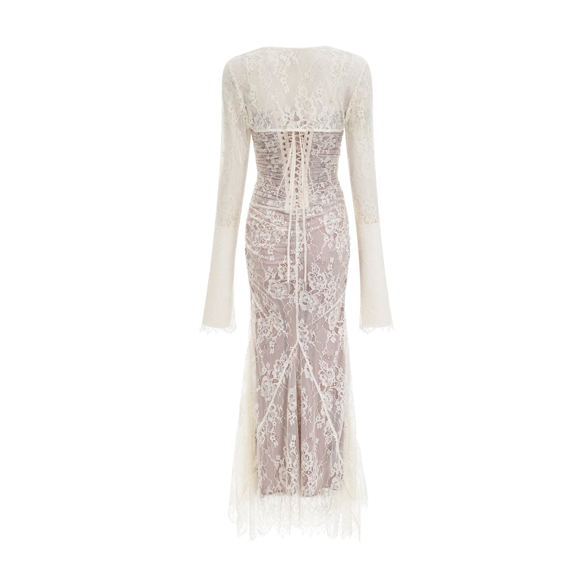 Valérie white floral lace mesh maxi dress (Final Sale-US Only)