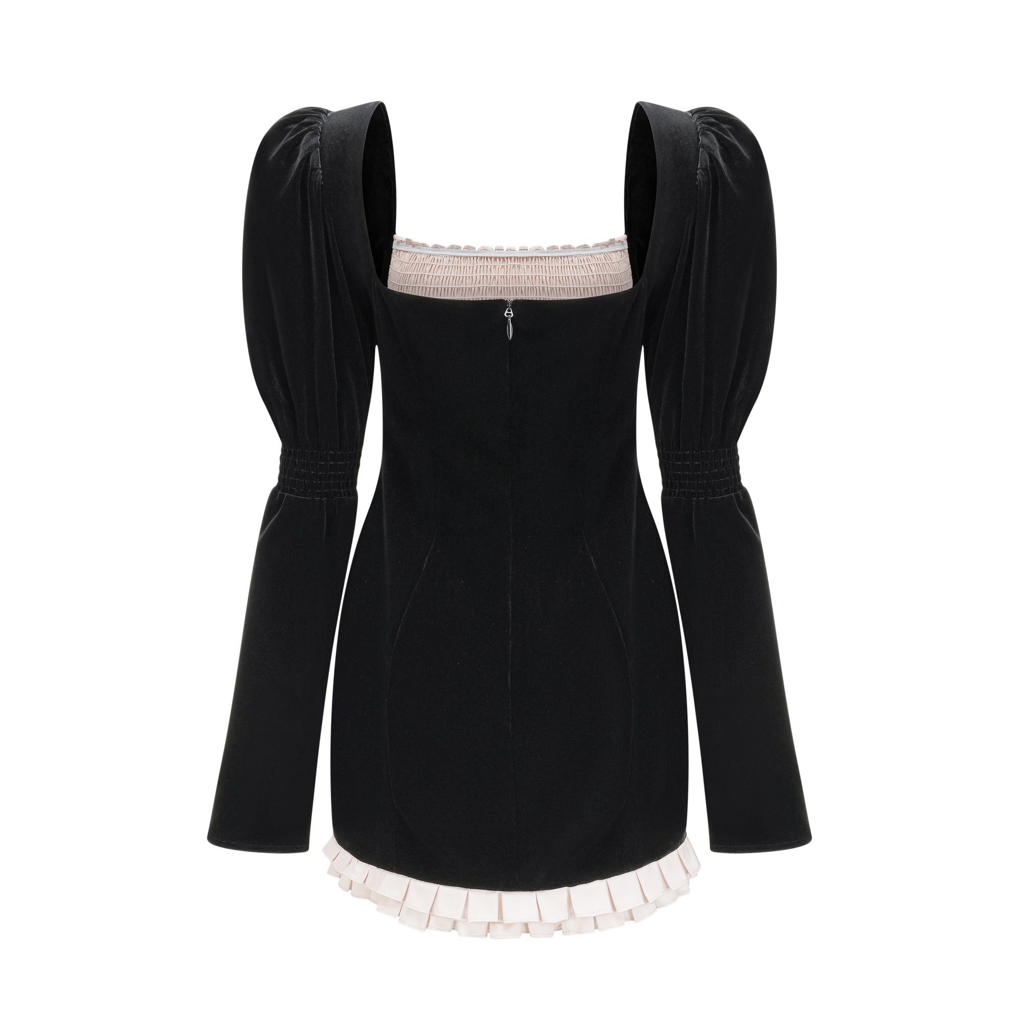 Coralie long-sleeved velvet mini dress
