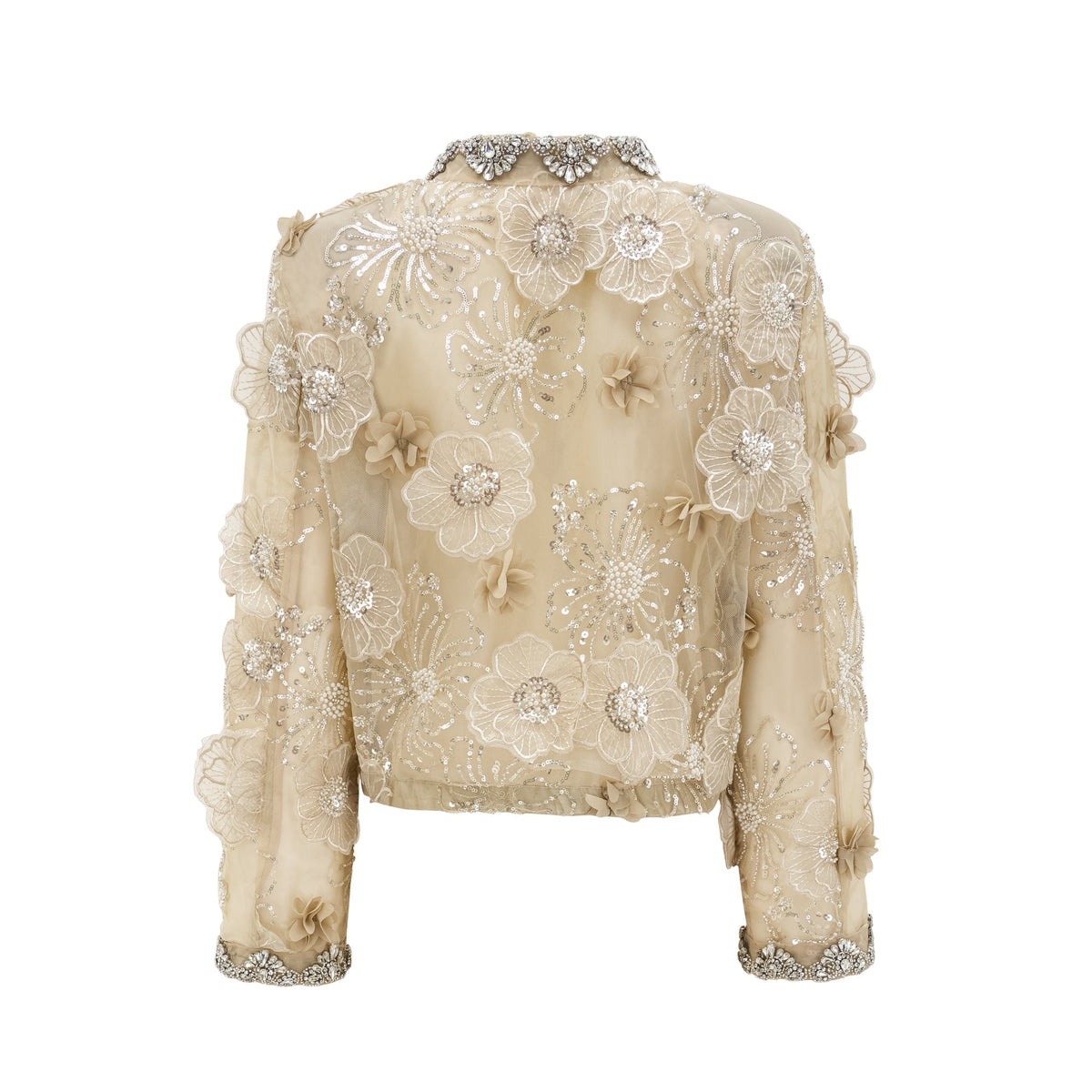Liane semi-sheer flower beaded organza light luxury jacket (Final Sale-US Only)