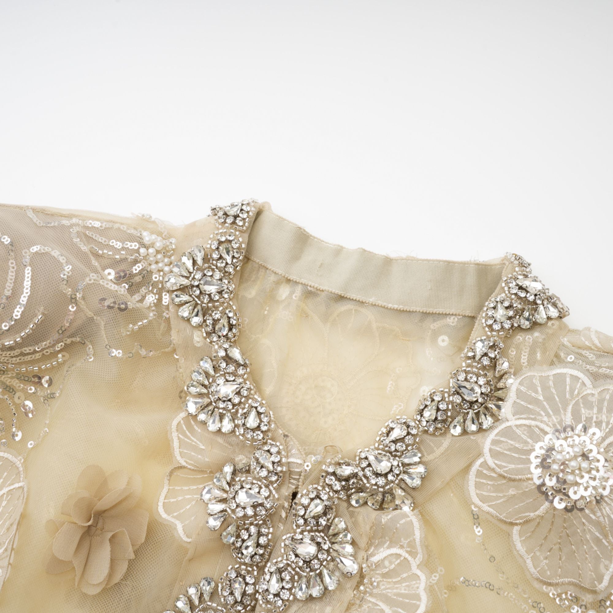 Liane semi-sheer flower beaded organza light luxury jacket (Final Sale-US Only)