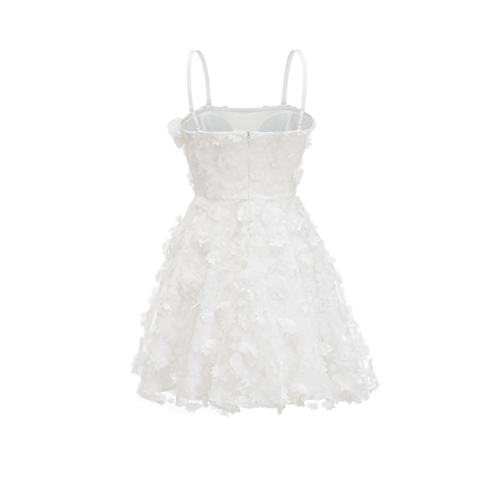 Apolline white faux-flower mini dress