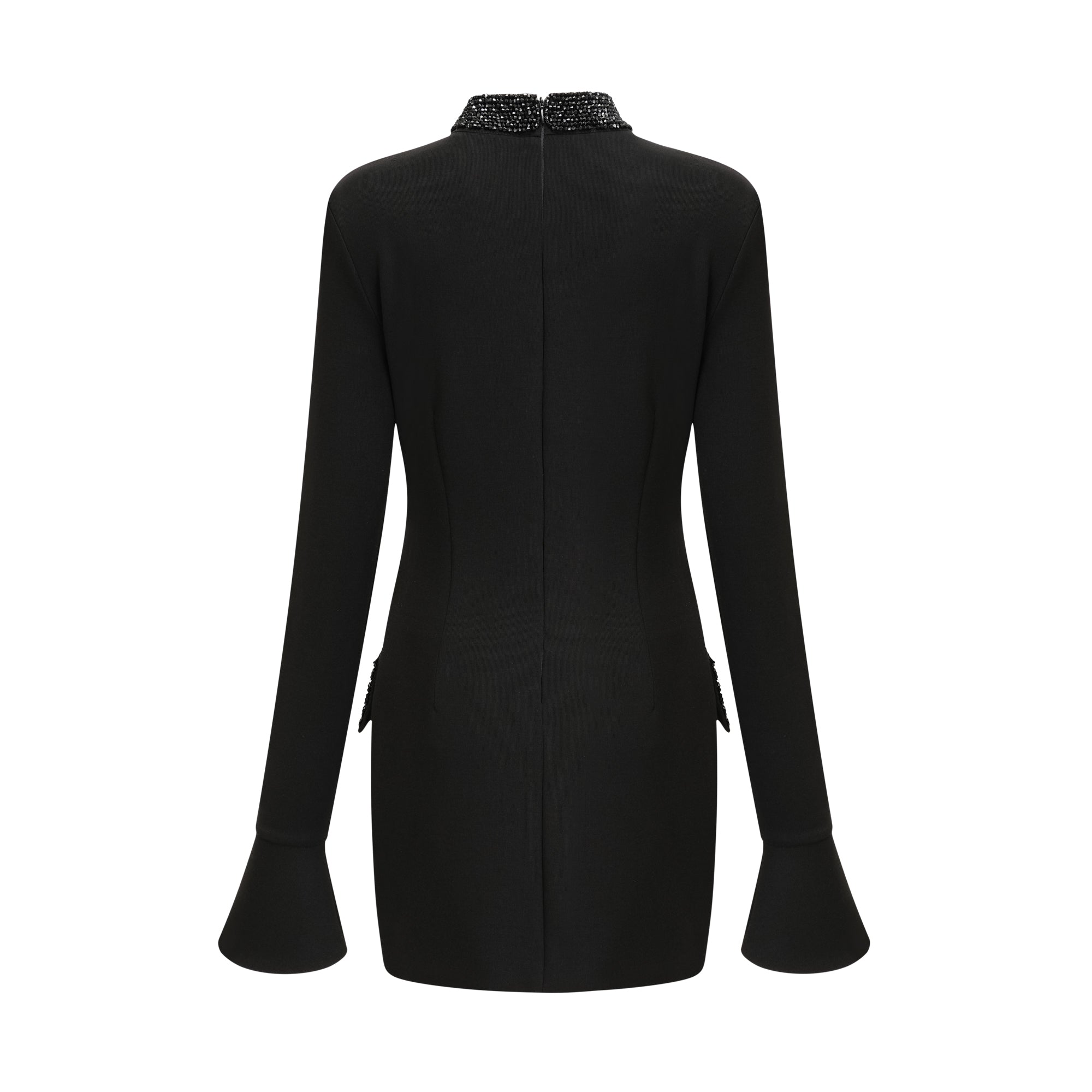Gaëlle black embellished long-sleeved dress (Final Sale)