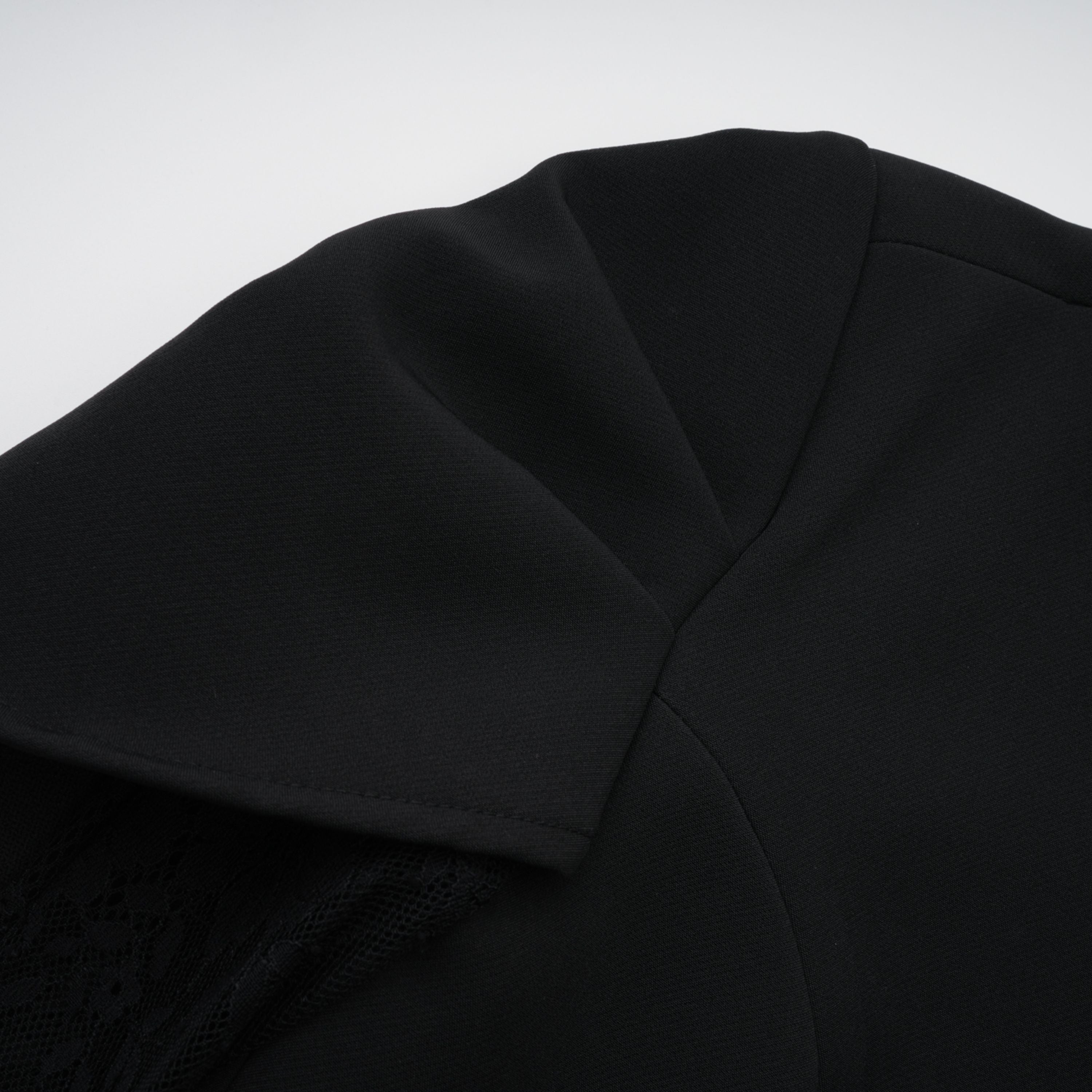 Saffron Black Collarless Blazer with Lace Trim (Final Sale-US Only)