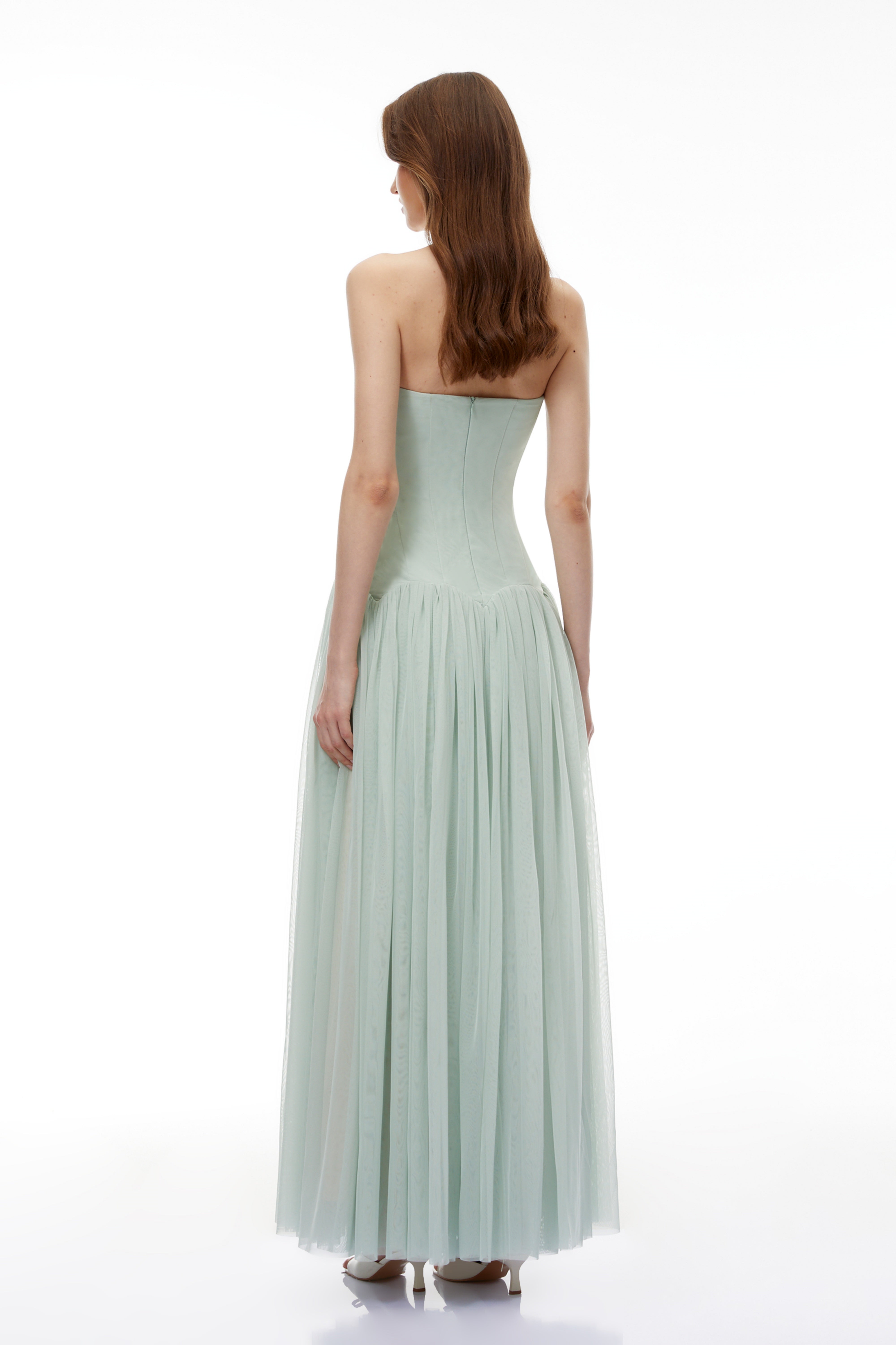 Salome Green Off Shoulder Pleated Maxi Dress (Final Sale-US Only)