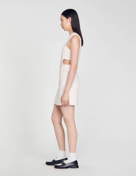 SANDRO Openwork tweed dress