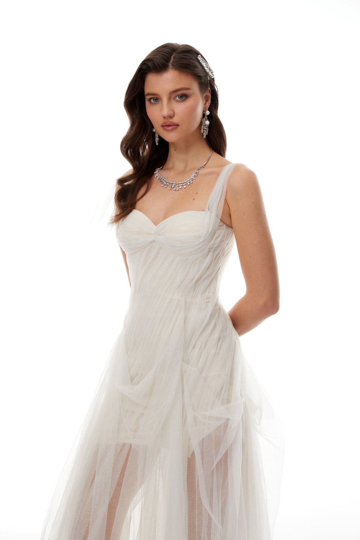 Scarlett White Tulle Corset Maxi Dress