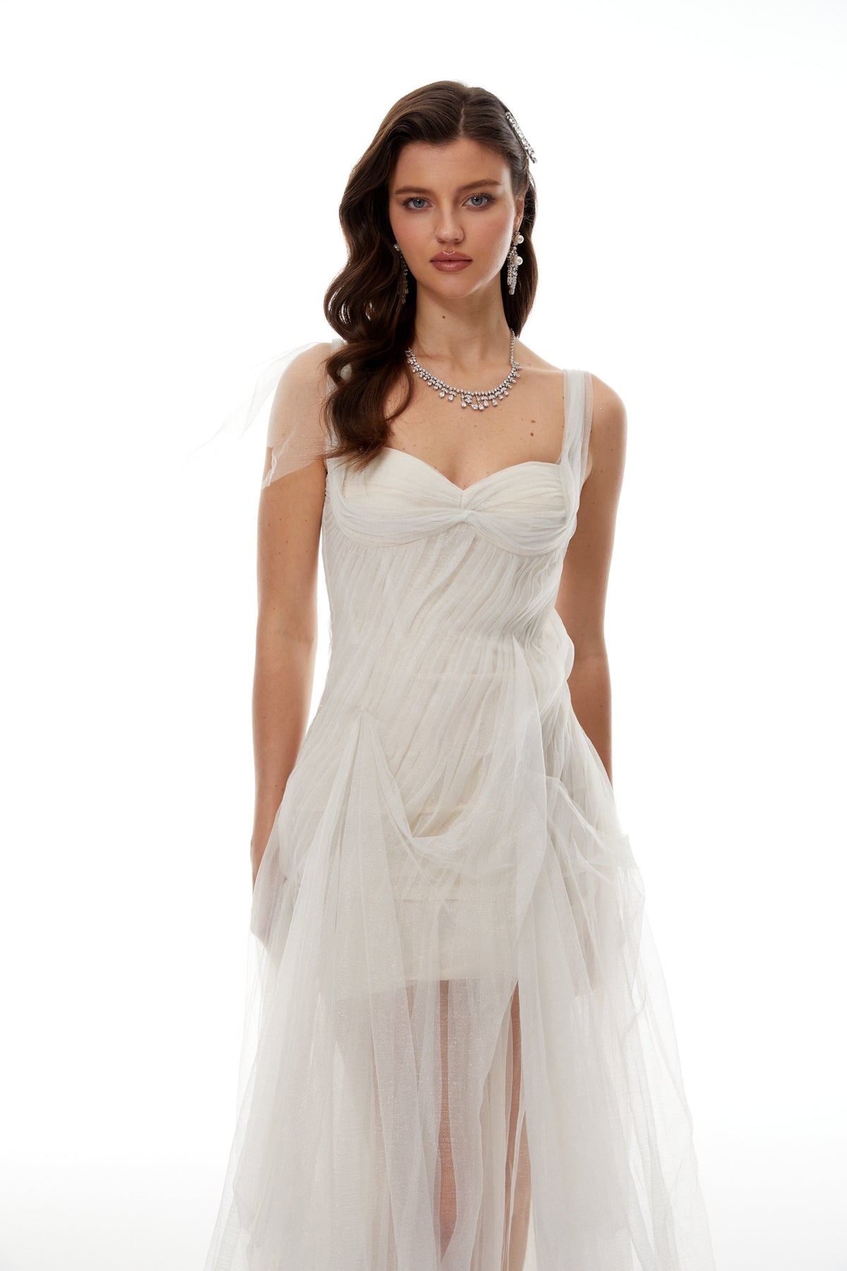 Scarlett White Tulle Corset Maxi Dress