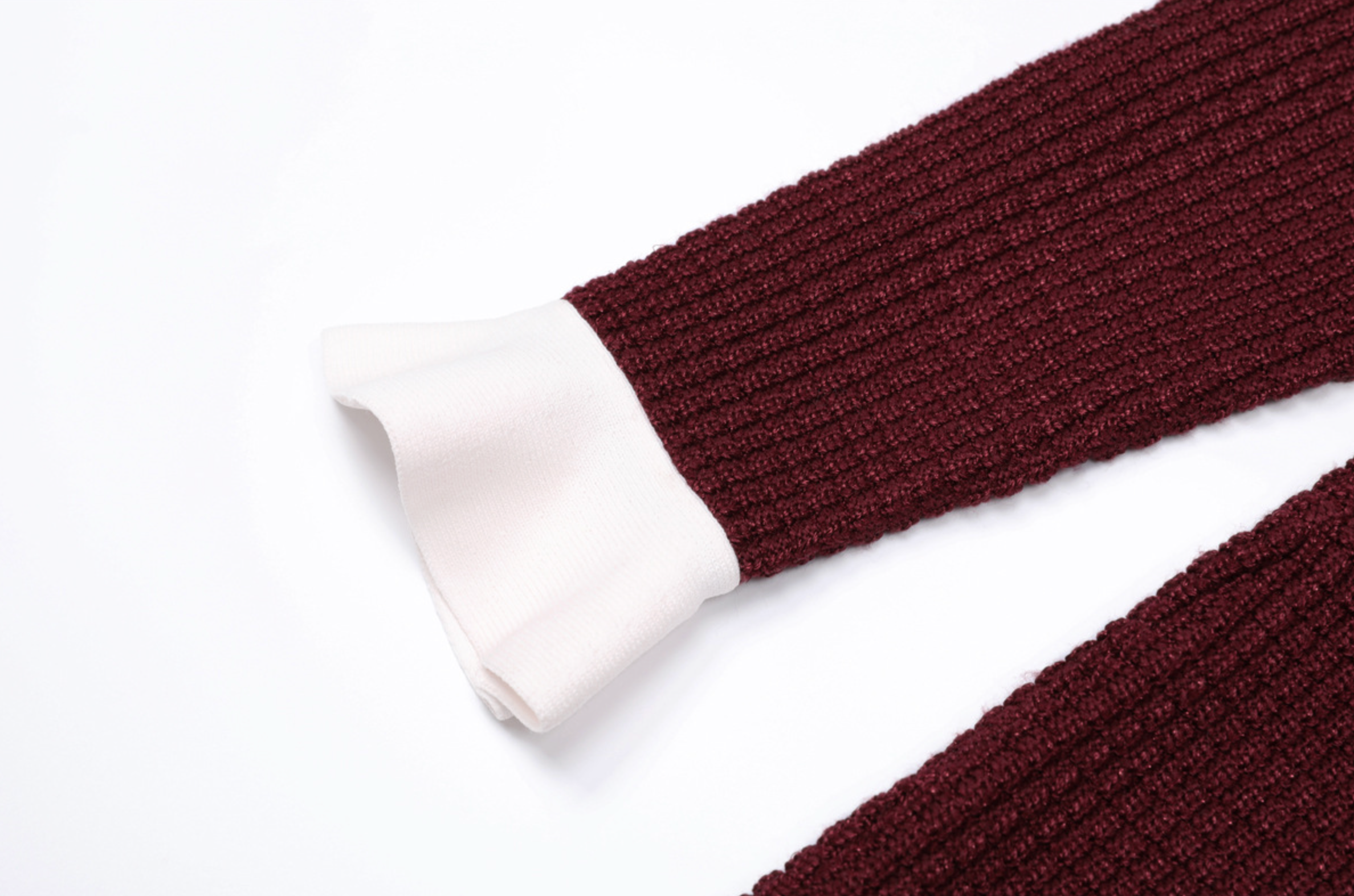 Burgundy Pearl Trim Knit Midi Dress