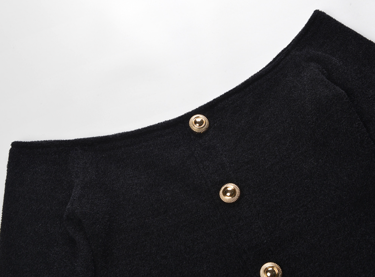 Black Chenille Knit Mini Dress