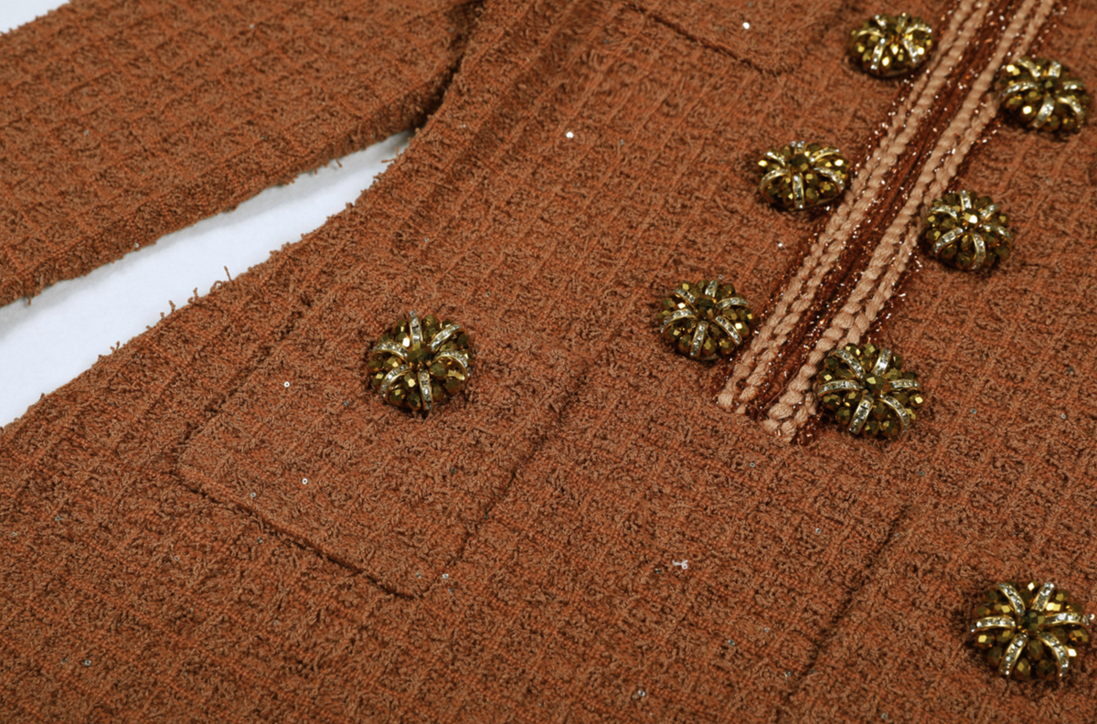 Leona Brown Textured Knit Midi Dress