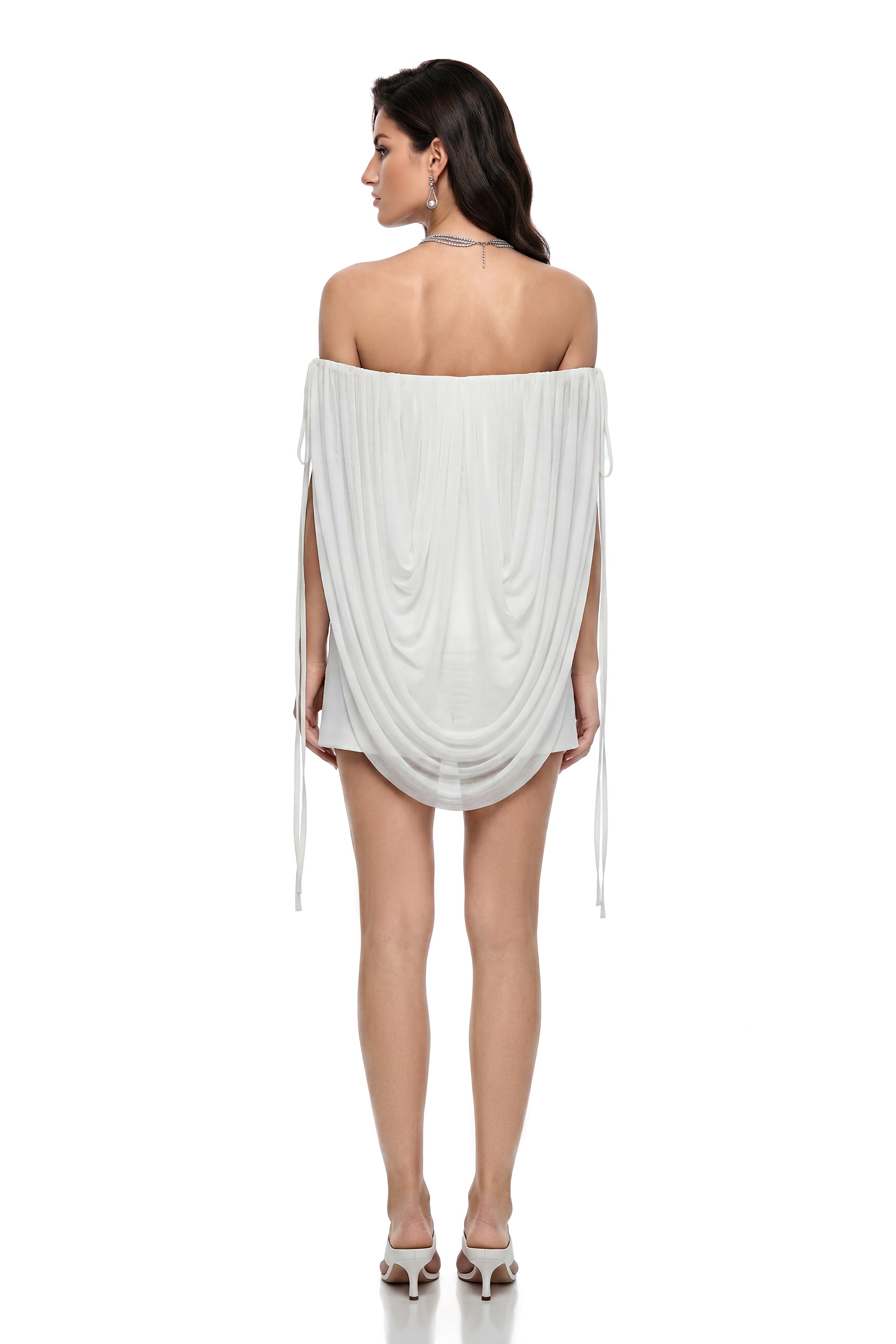Semele White Off Shoulder Ruched Top