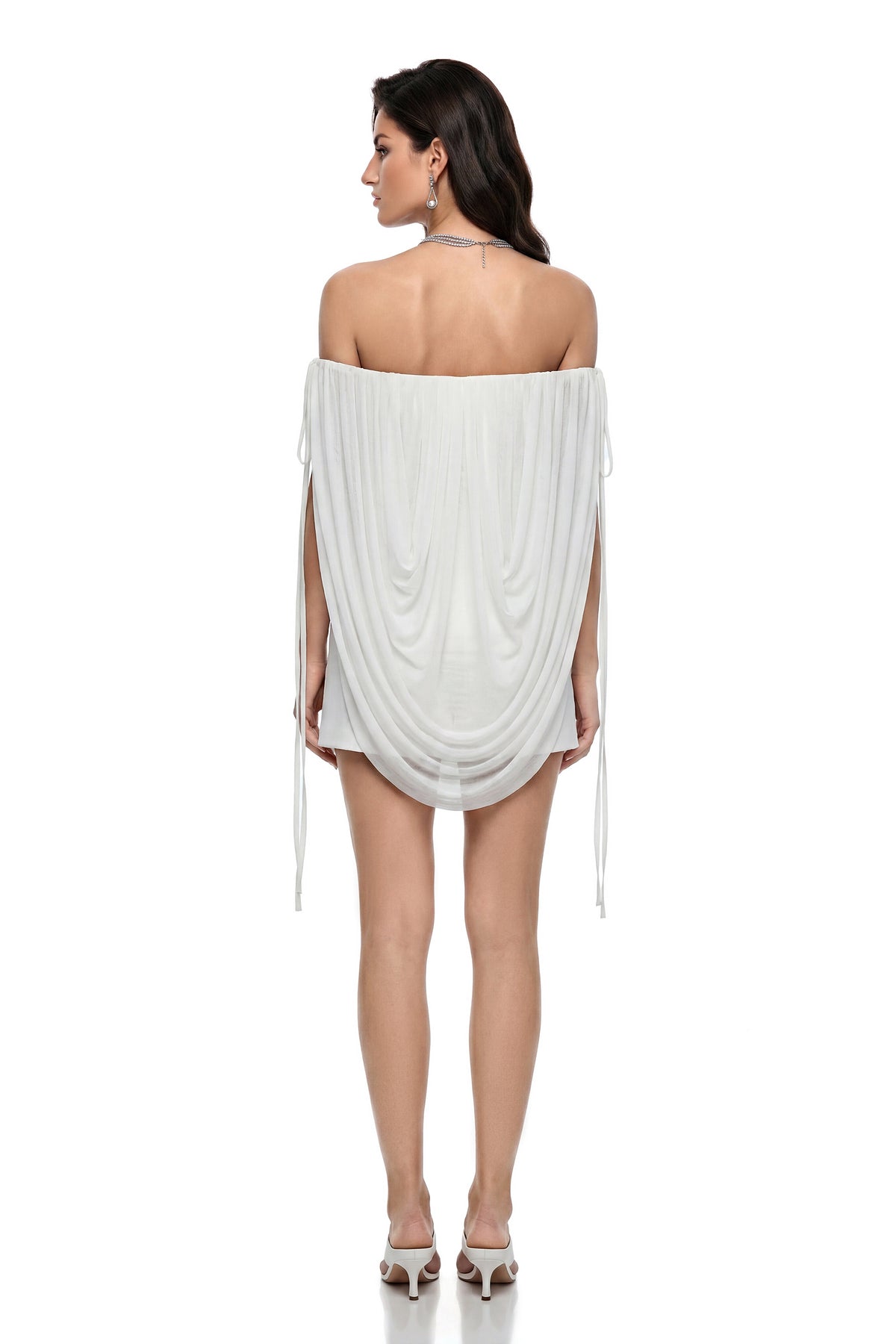 Semele White Off Shoulder Ruched Top