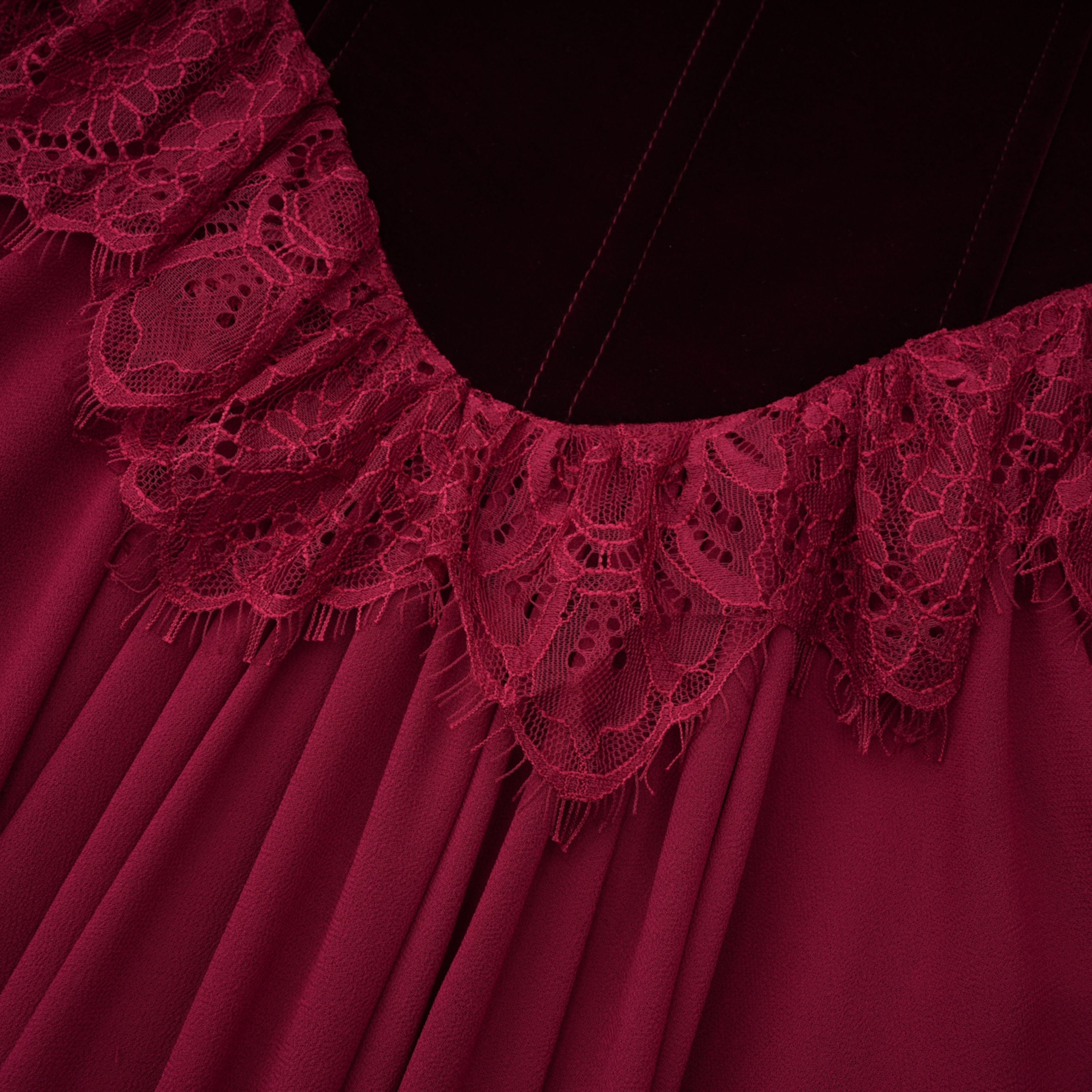 Seraphina Red Floral Lace Maxi Dress with Cape