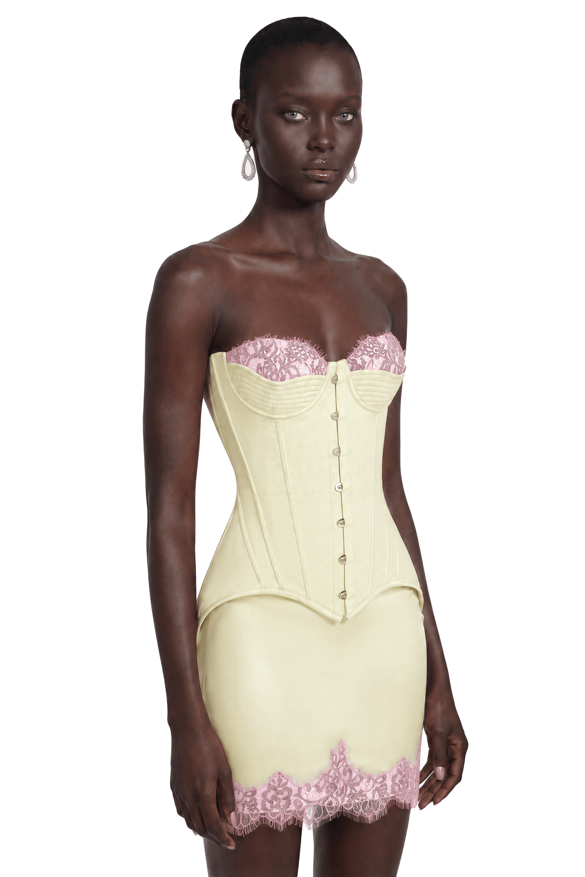 sesilia nude top & skirt with lace trim