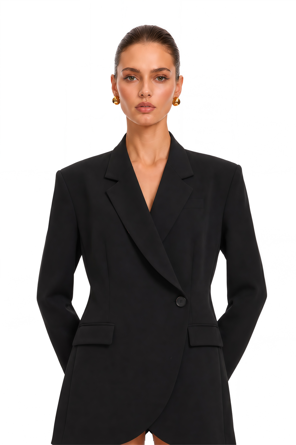 seyran black structured blazer mini dress