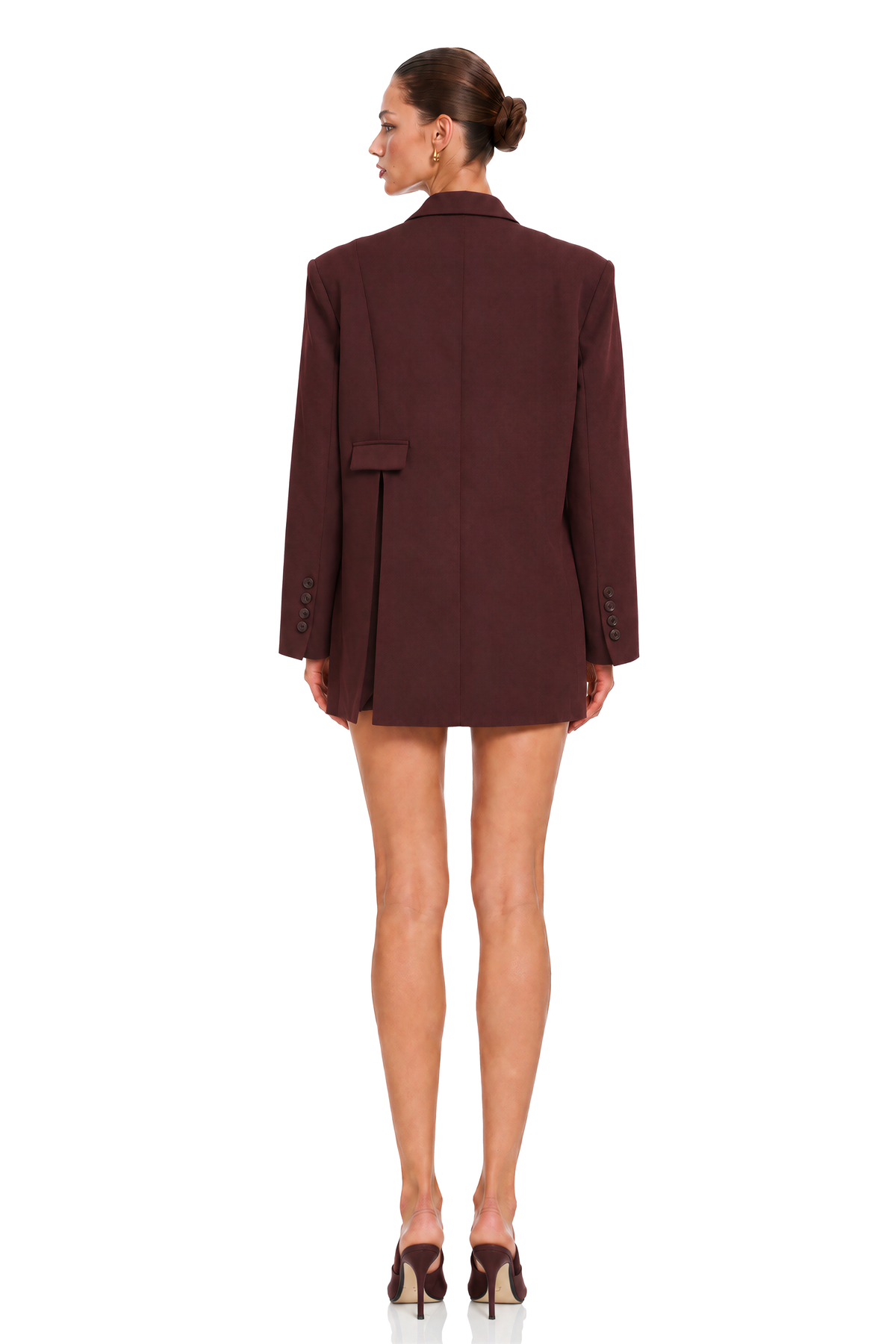 seyran burgundy structured blazer mini dress