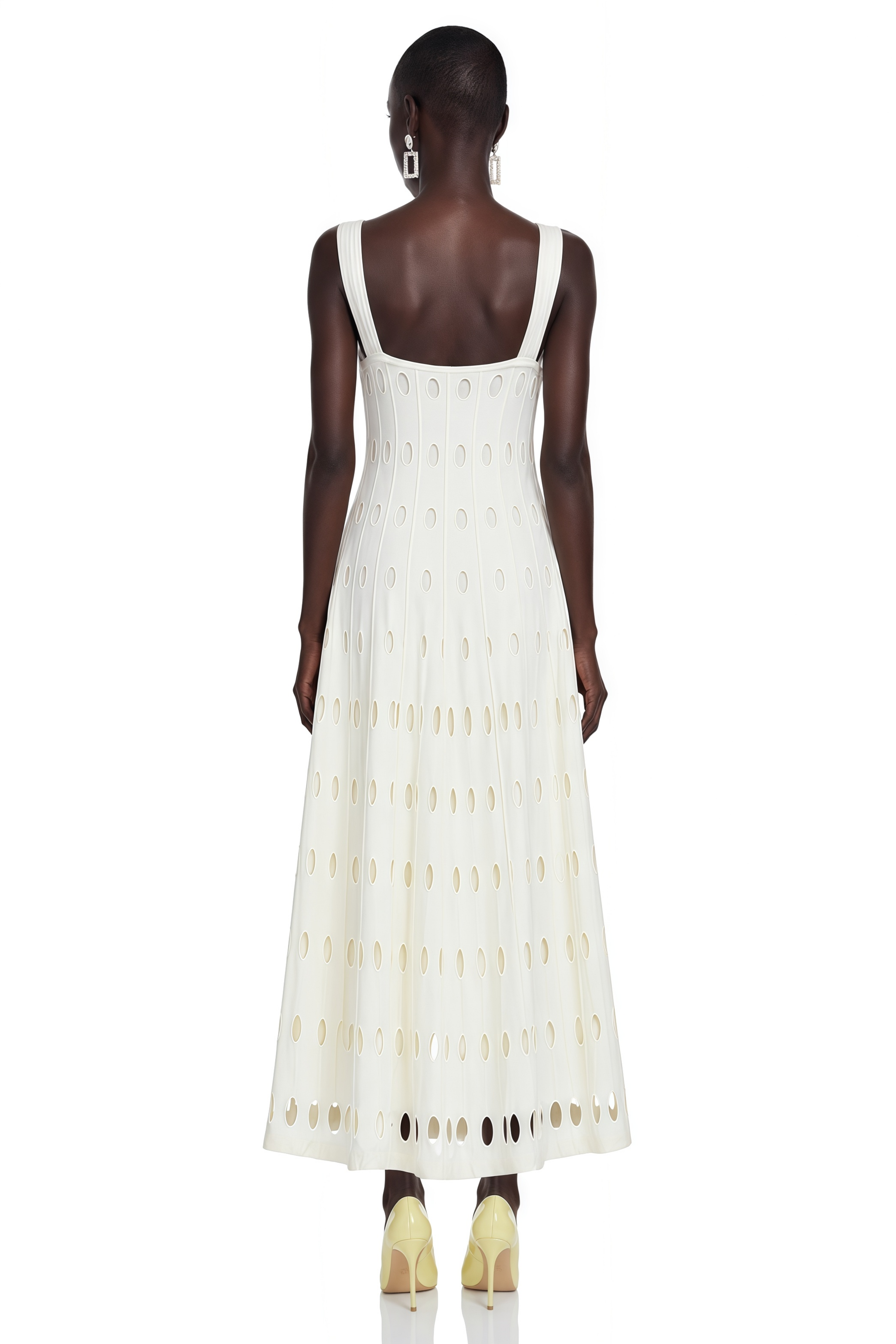 Shirley White Cut-Out Maxi Dress with Twist Front