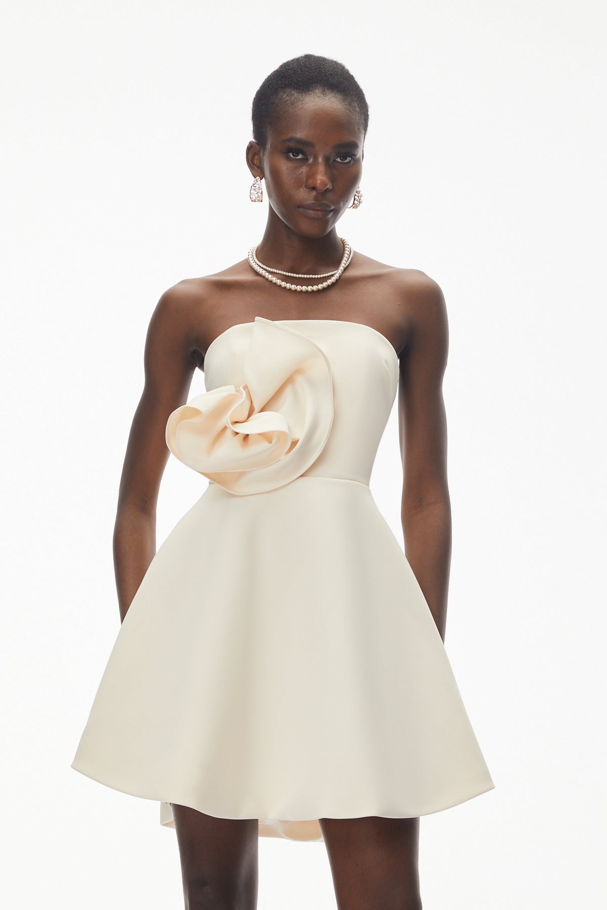 Sienna Ivory Mini Dress with 3D Floral