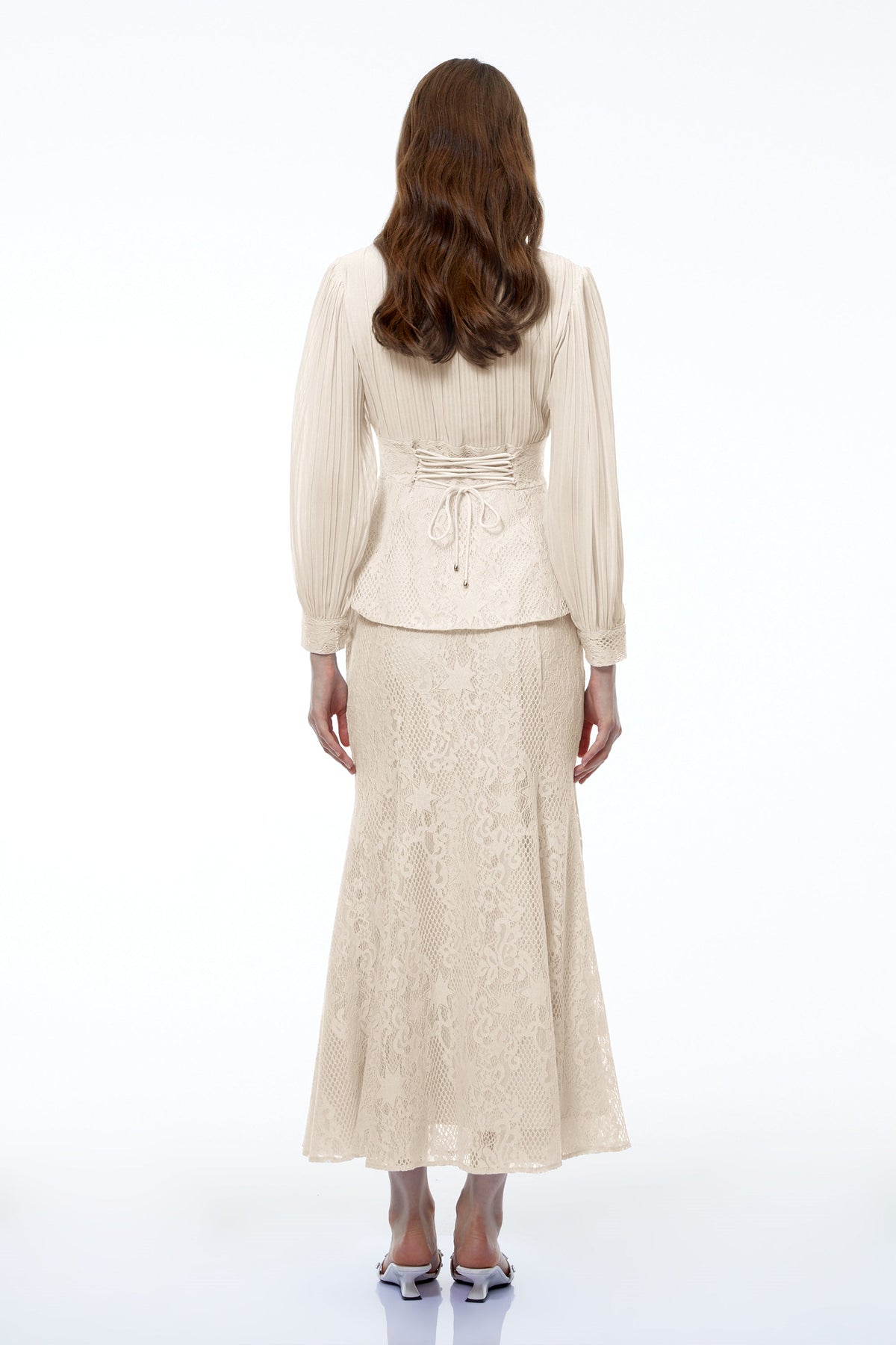 Sigrid Neutrals Lace Panel Blouse & Skirt Set
