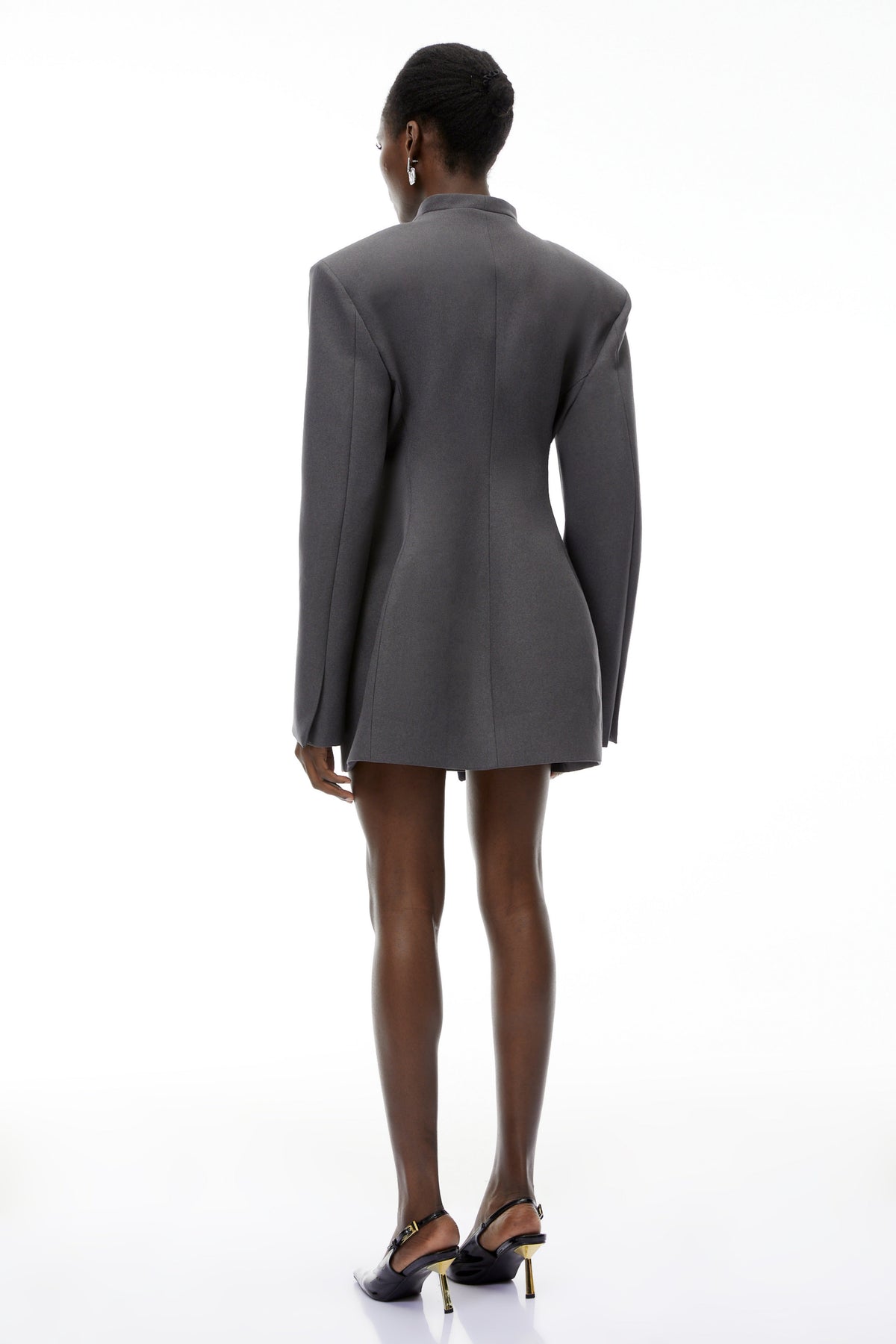 Silvan Grey Asymmetrical Collarless Blazer
