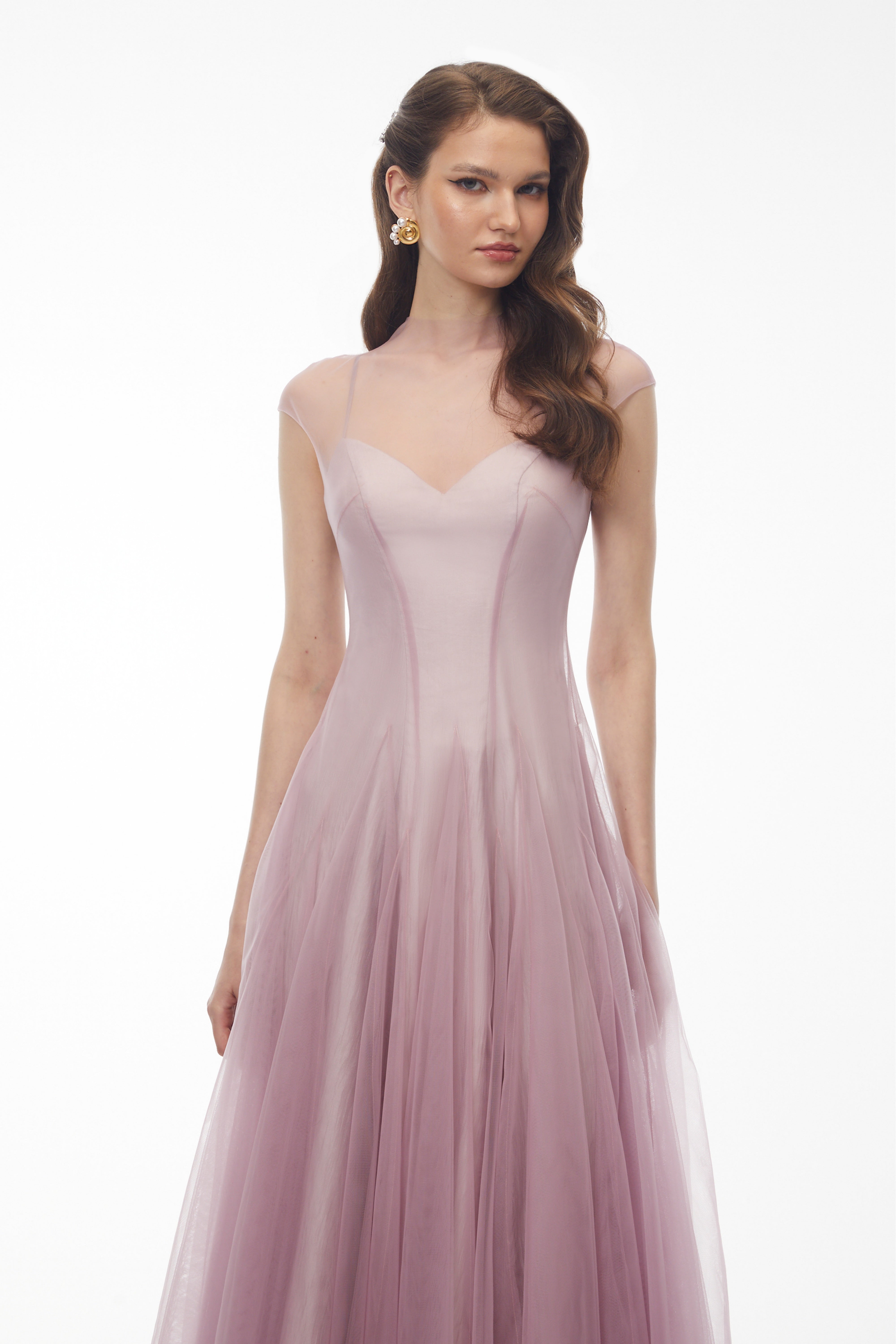 Simin Purple Semi-Sheer Tulle Maxi Dress (Final Sale)