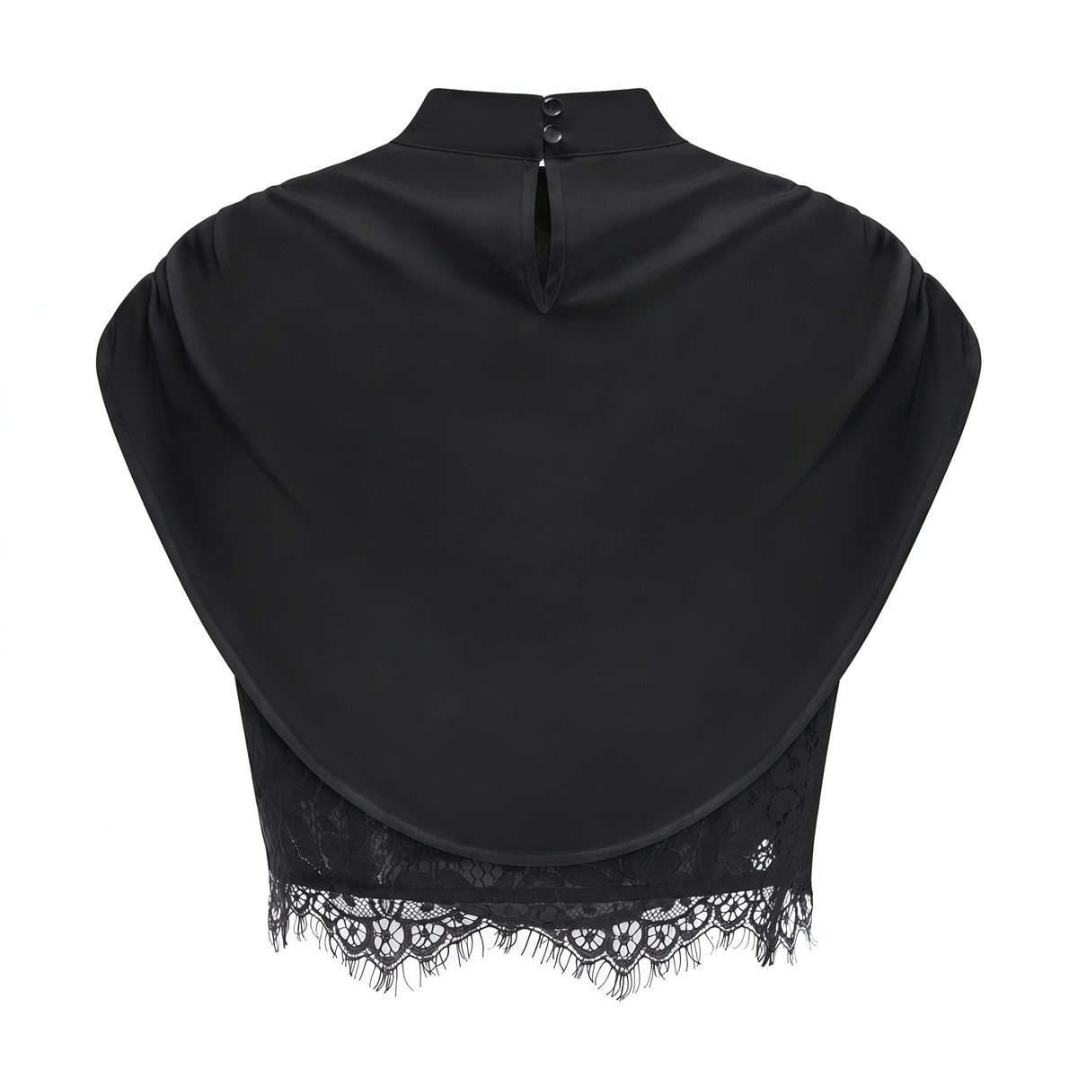 siosi black ruched top & skirt set with lace trim