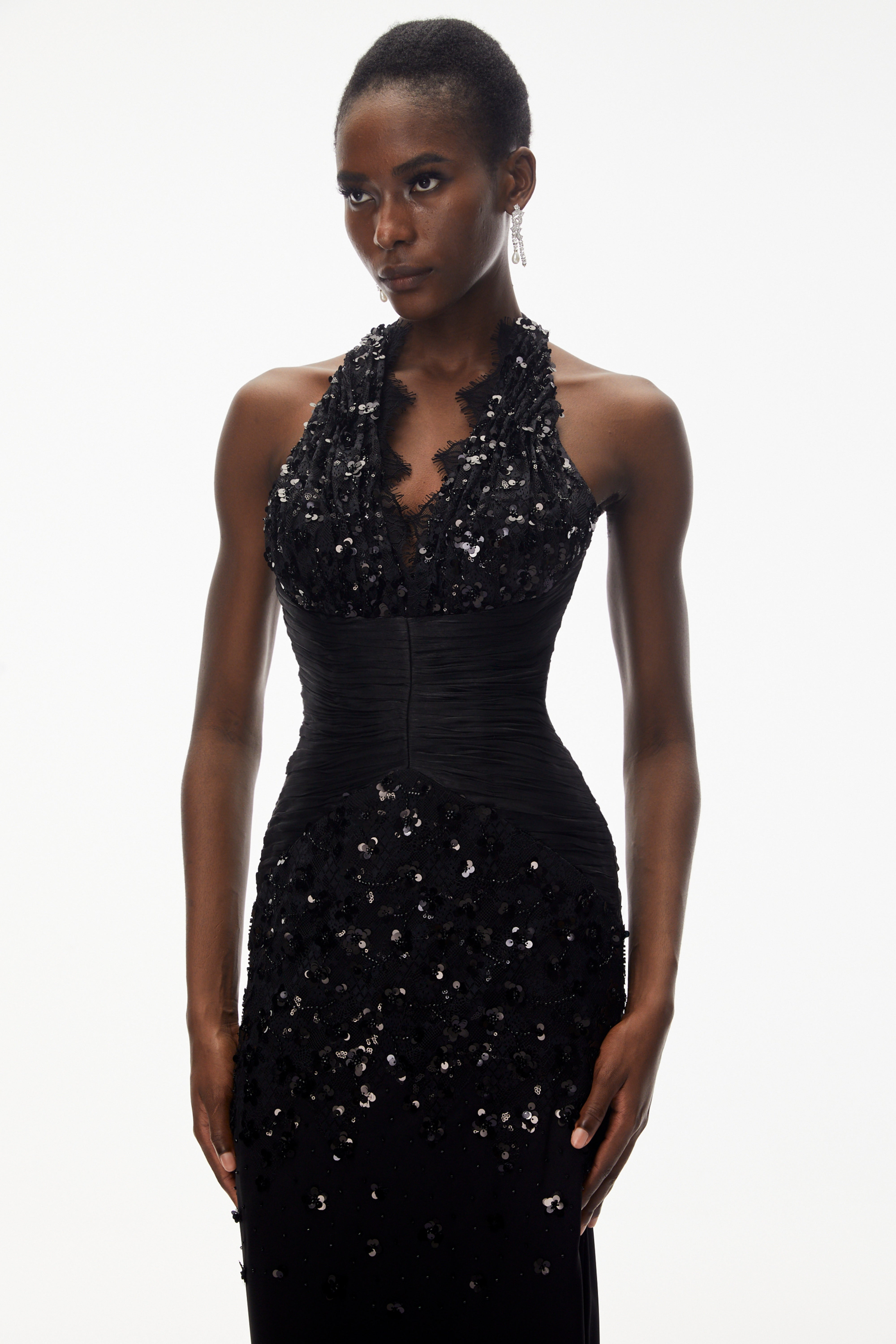 Siphokazi Black Halterneck Embellished Corset Maxi Gown (Final Sale-US Only)