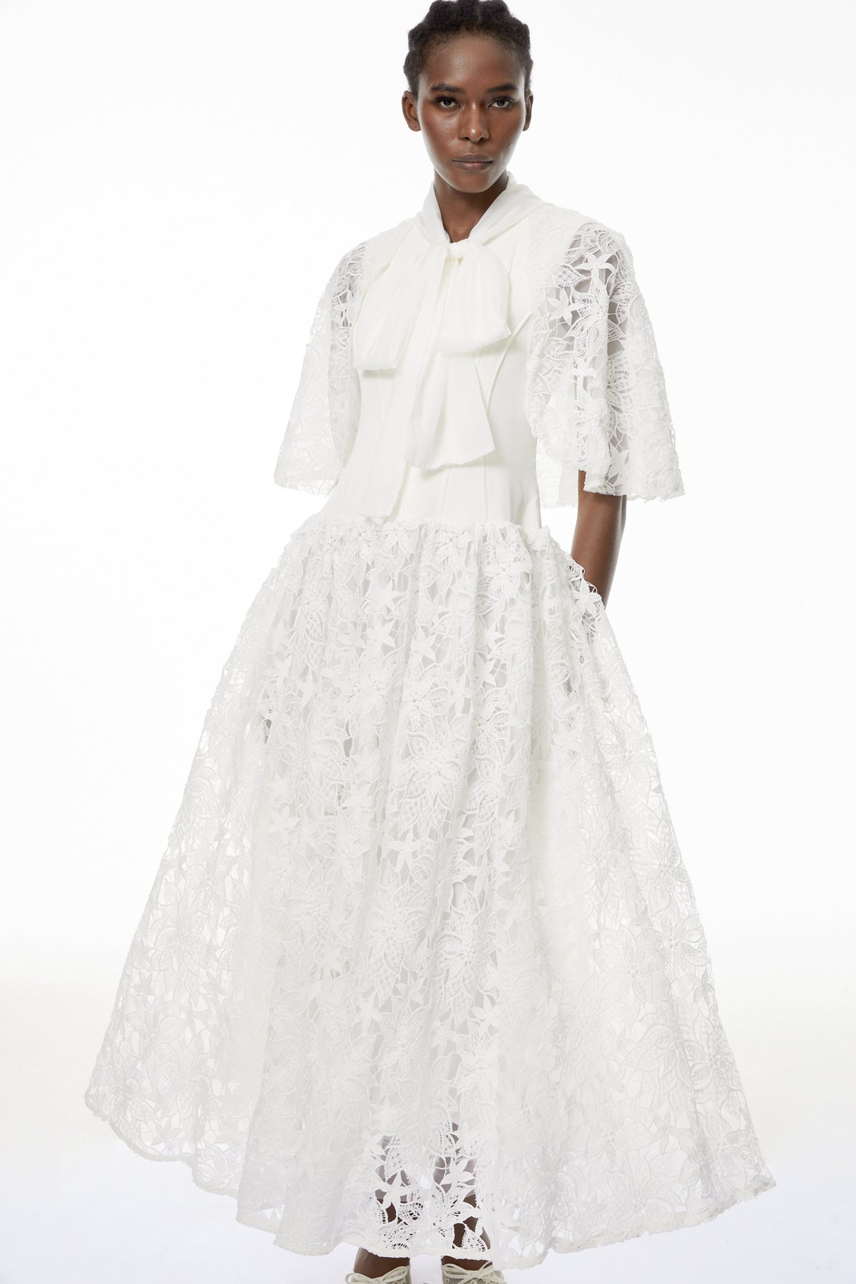 Sissel White Floral Lace Maxi Dress with Self-Tie