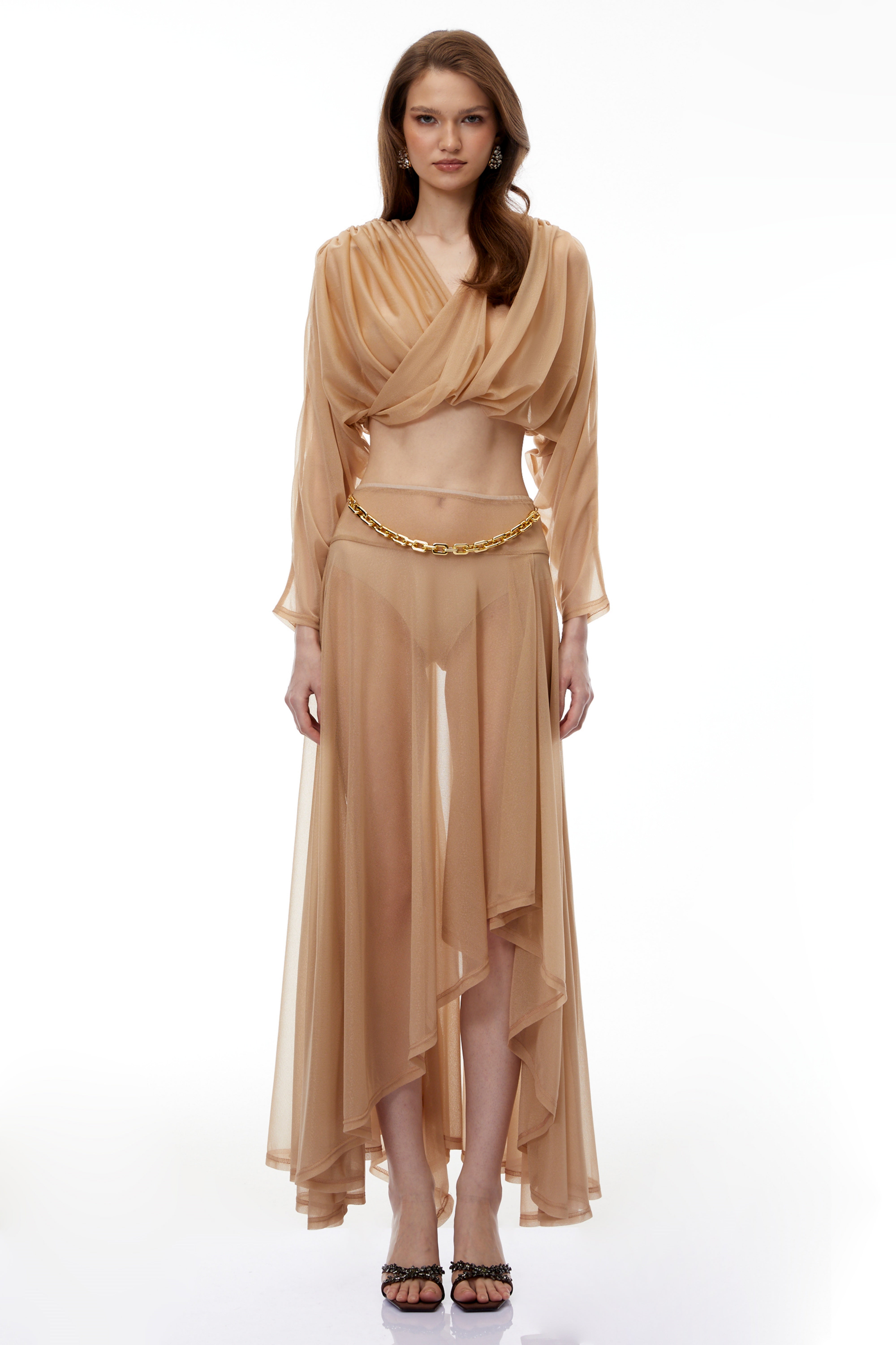 Skylar Neutral Cross Front Top & Skirt Set