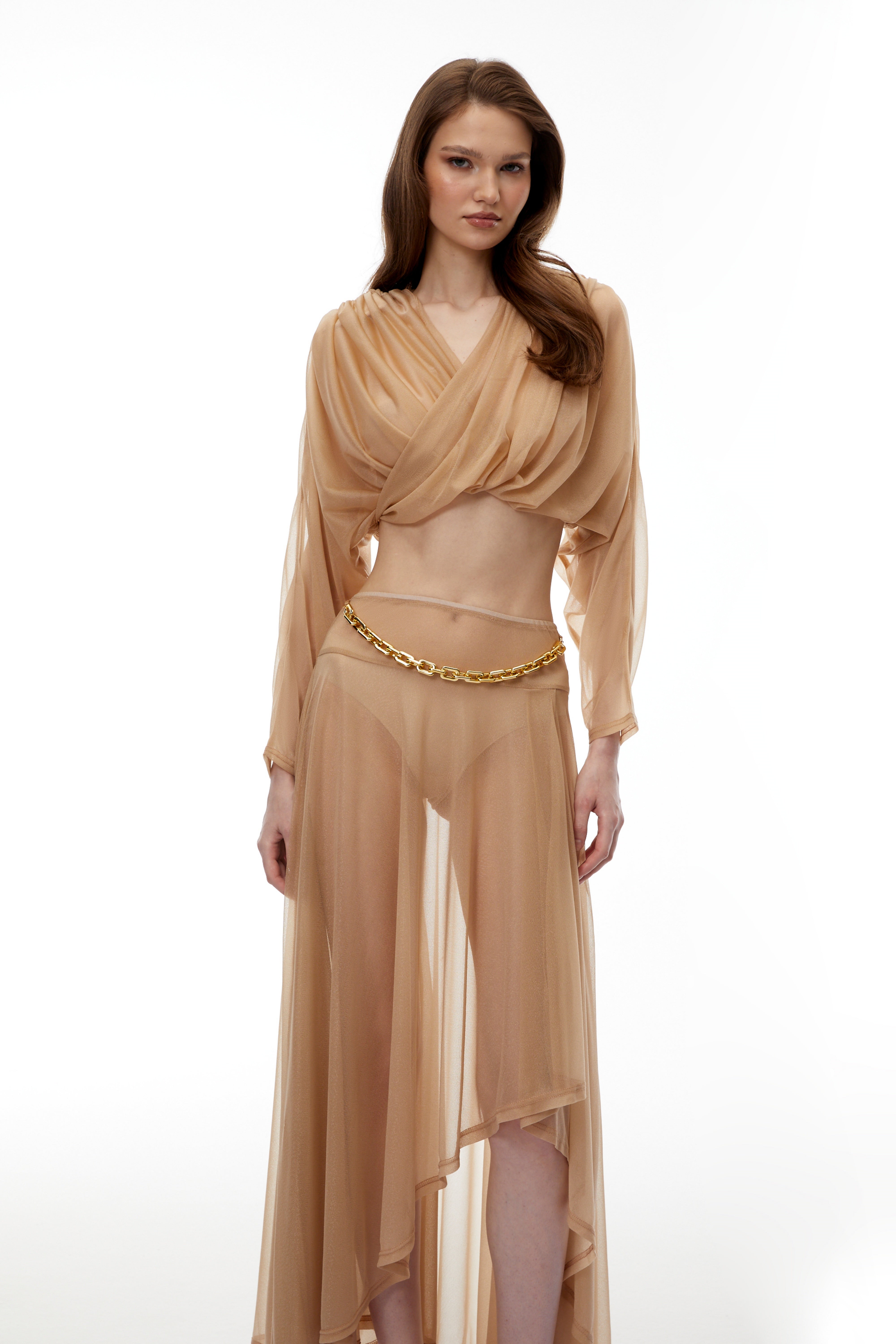 Skylar Neutral Cross Front Top & Skirt Set