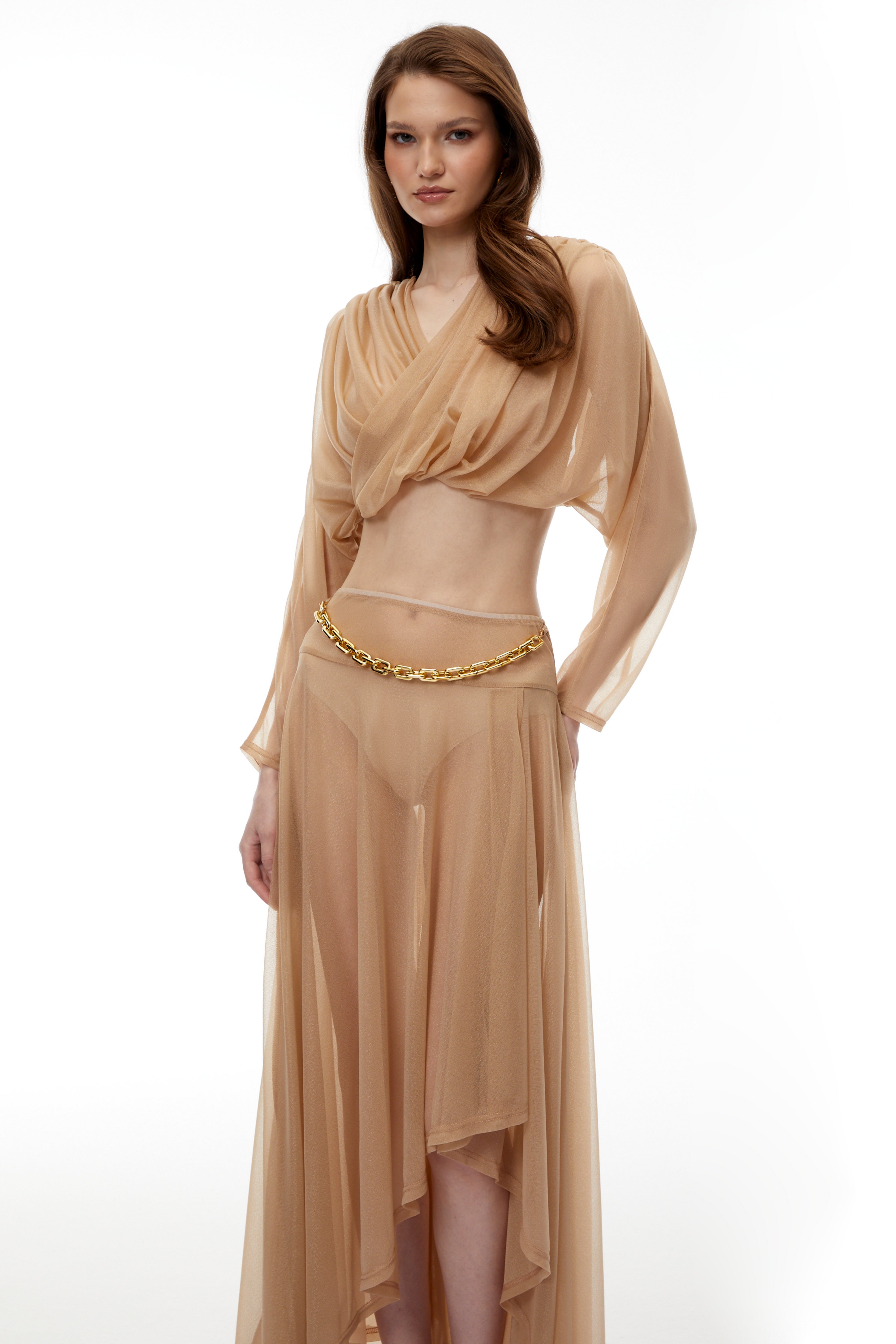 Skylar Neutral Cross Front Top & Skirt Set