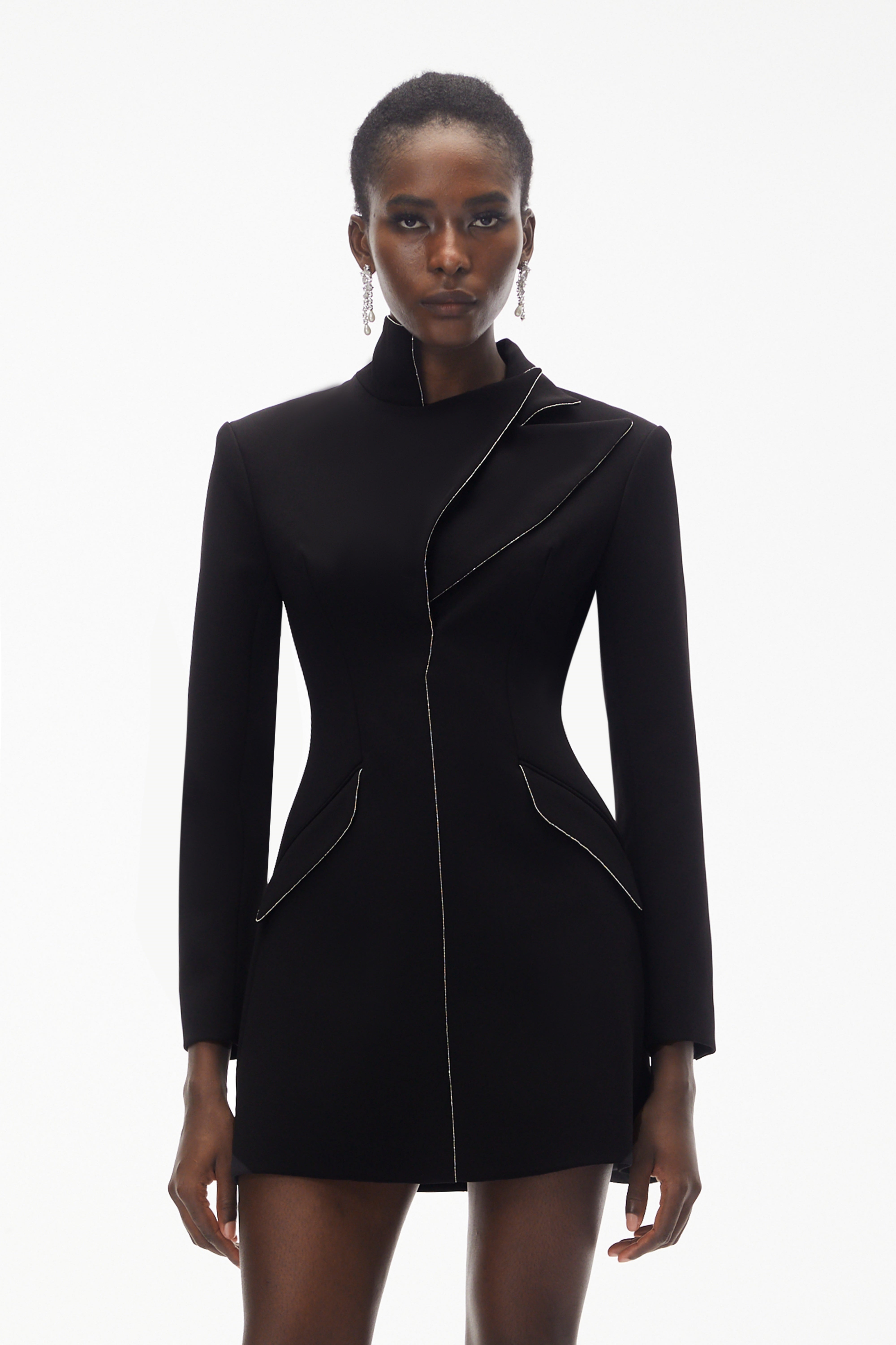 Snizhana Black Asymmetrical Blazer Dress