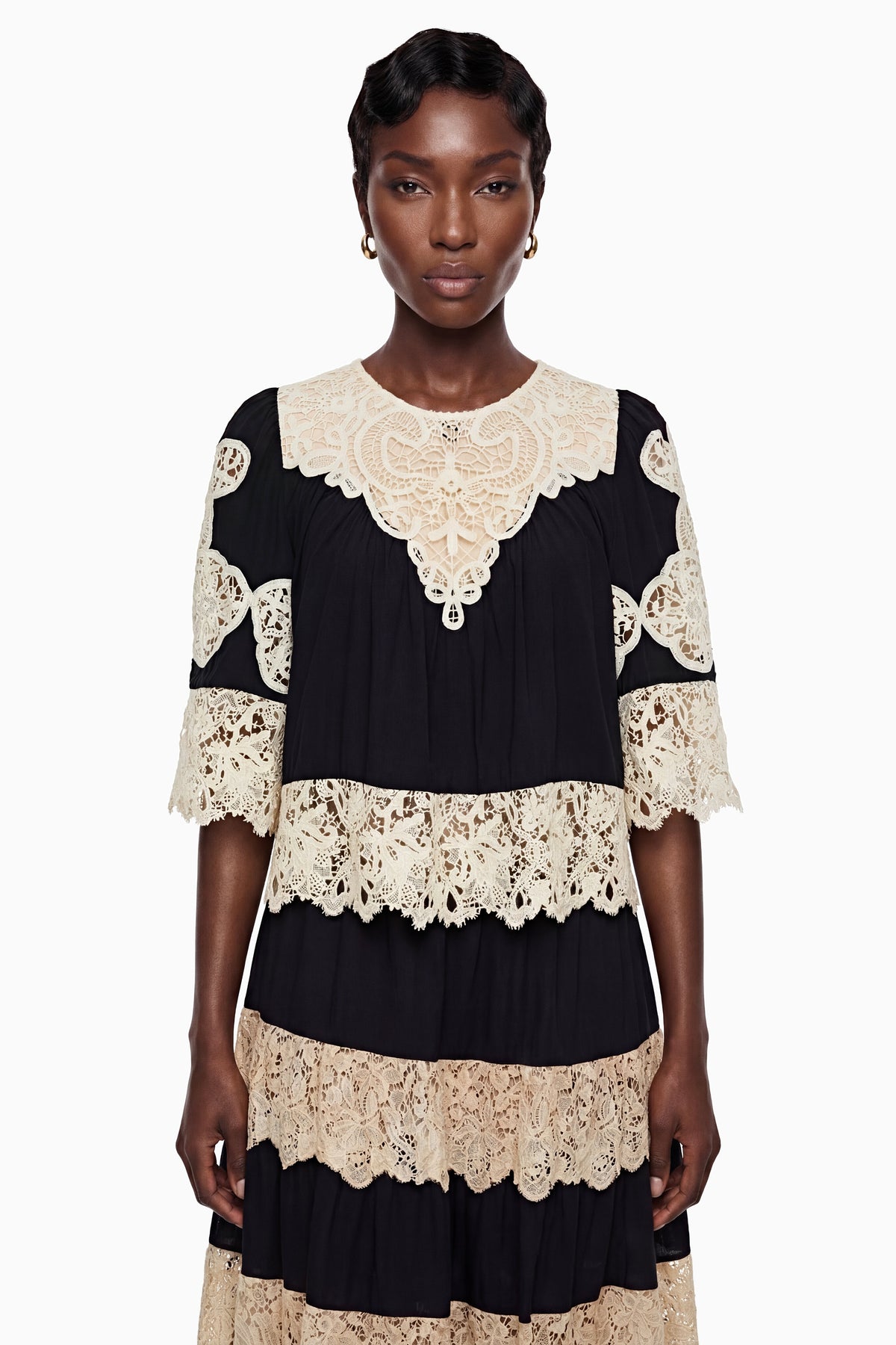 Stella Black Floral Lace Top