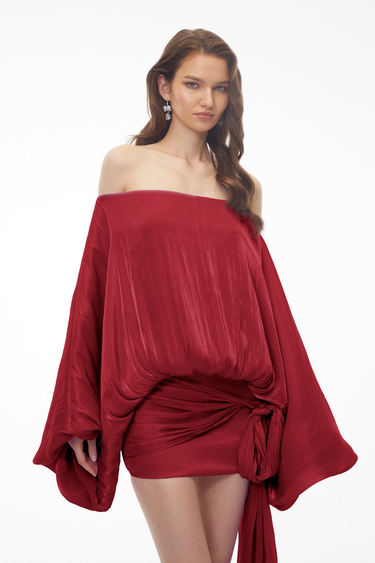 Stella Red Off Shoulder Asymmetrical Mini Dress