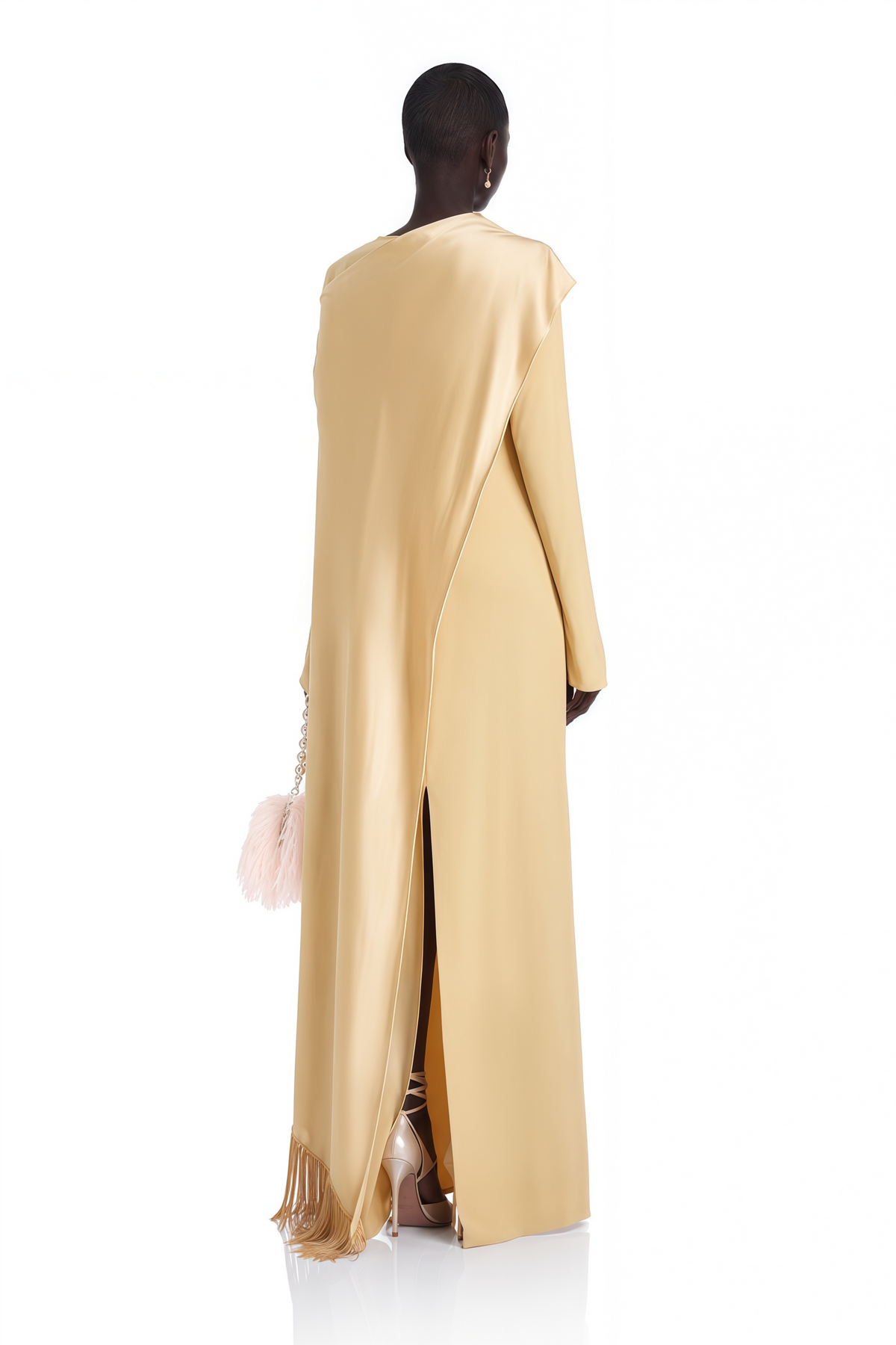 Sultan Yellow Maxi Dress with Satin Shawl