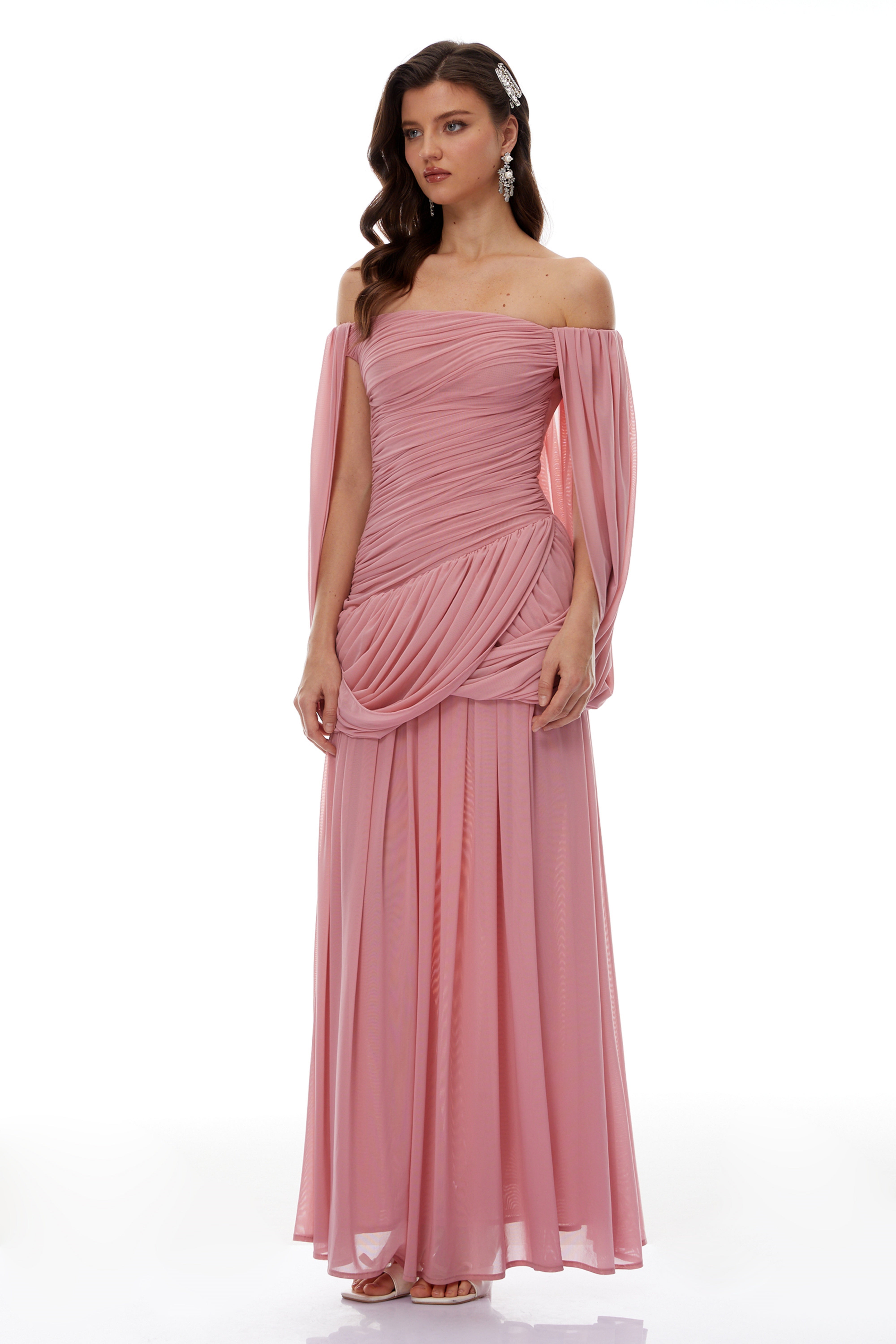 Suné Pink Cross Front Ruched Maxi Dress (Final Sale)