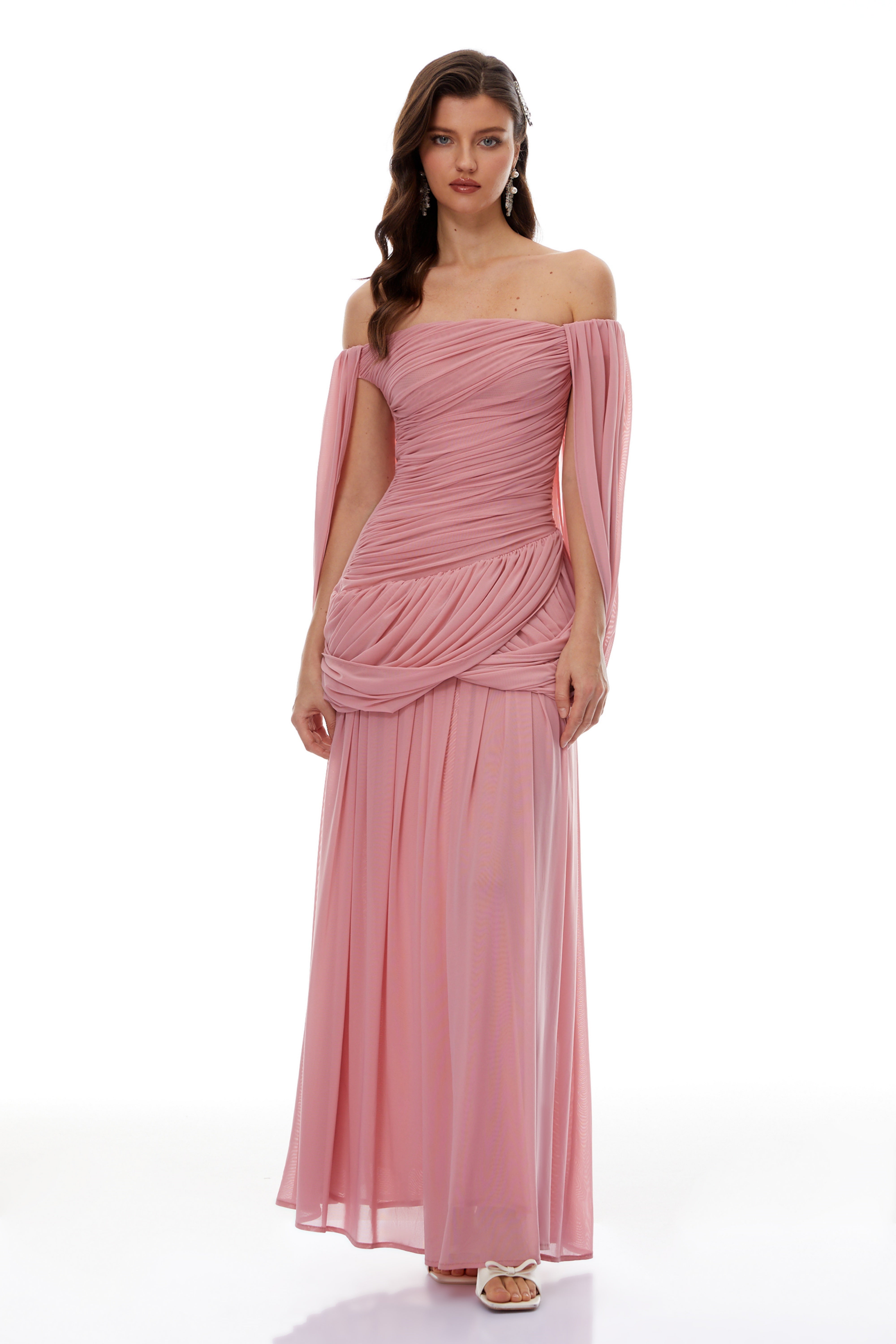 Suné Pink Cross Front Ruched Maxi Dress (Final Sale)