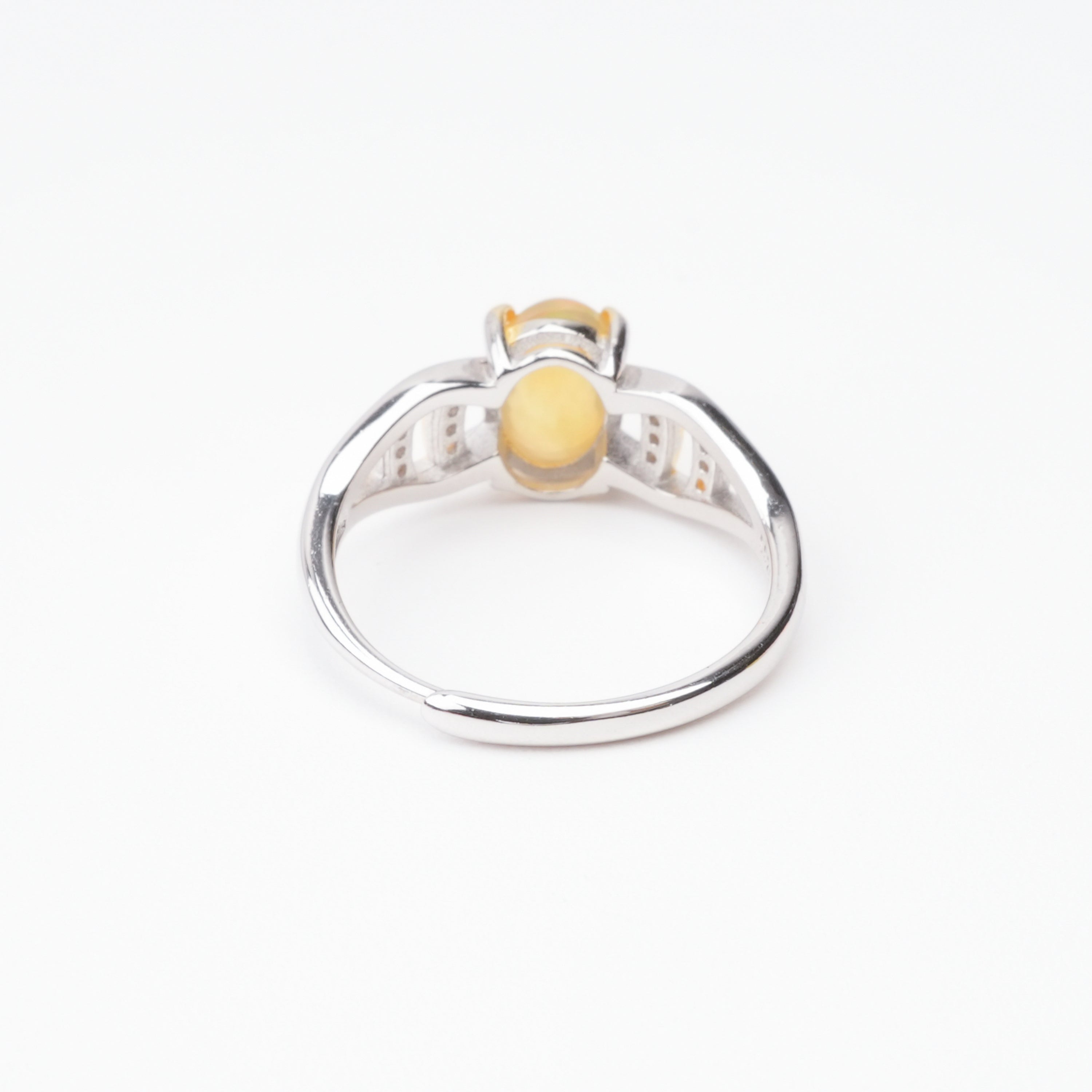 Sylvie Yellow Opal Oval Cabochon Two-Tone Ring