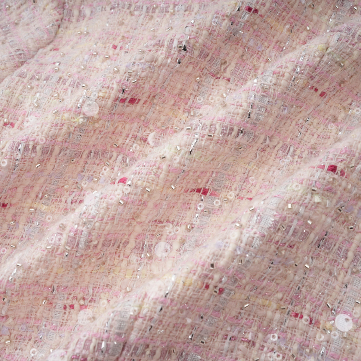 Tahmineh Pink Tweed Pleated Midi Dress
