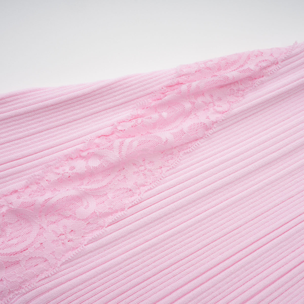 Thalya Pink Lace Trim Knit Midi Dress