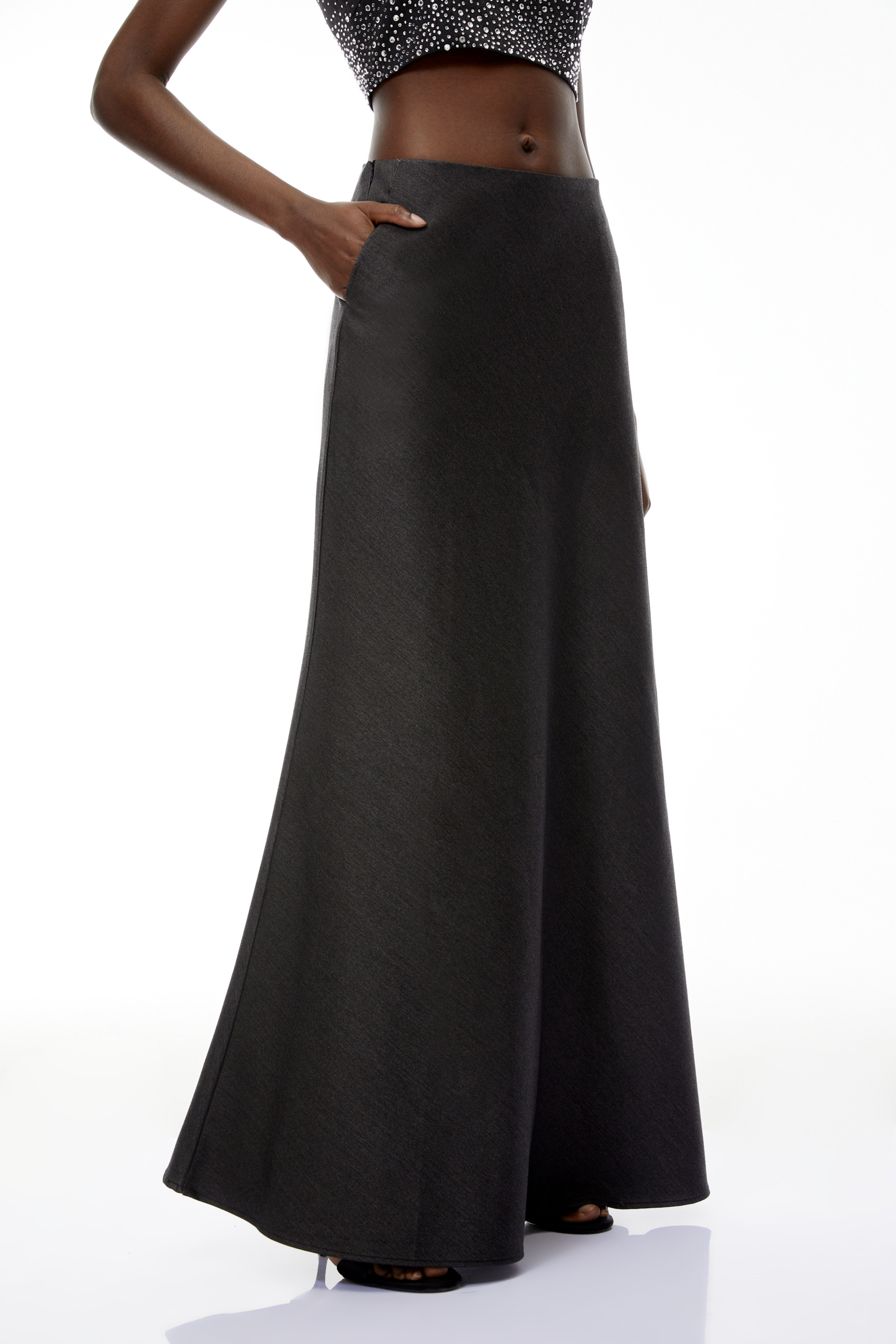 Thorne Grey Flared Maxi Skirt