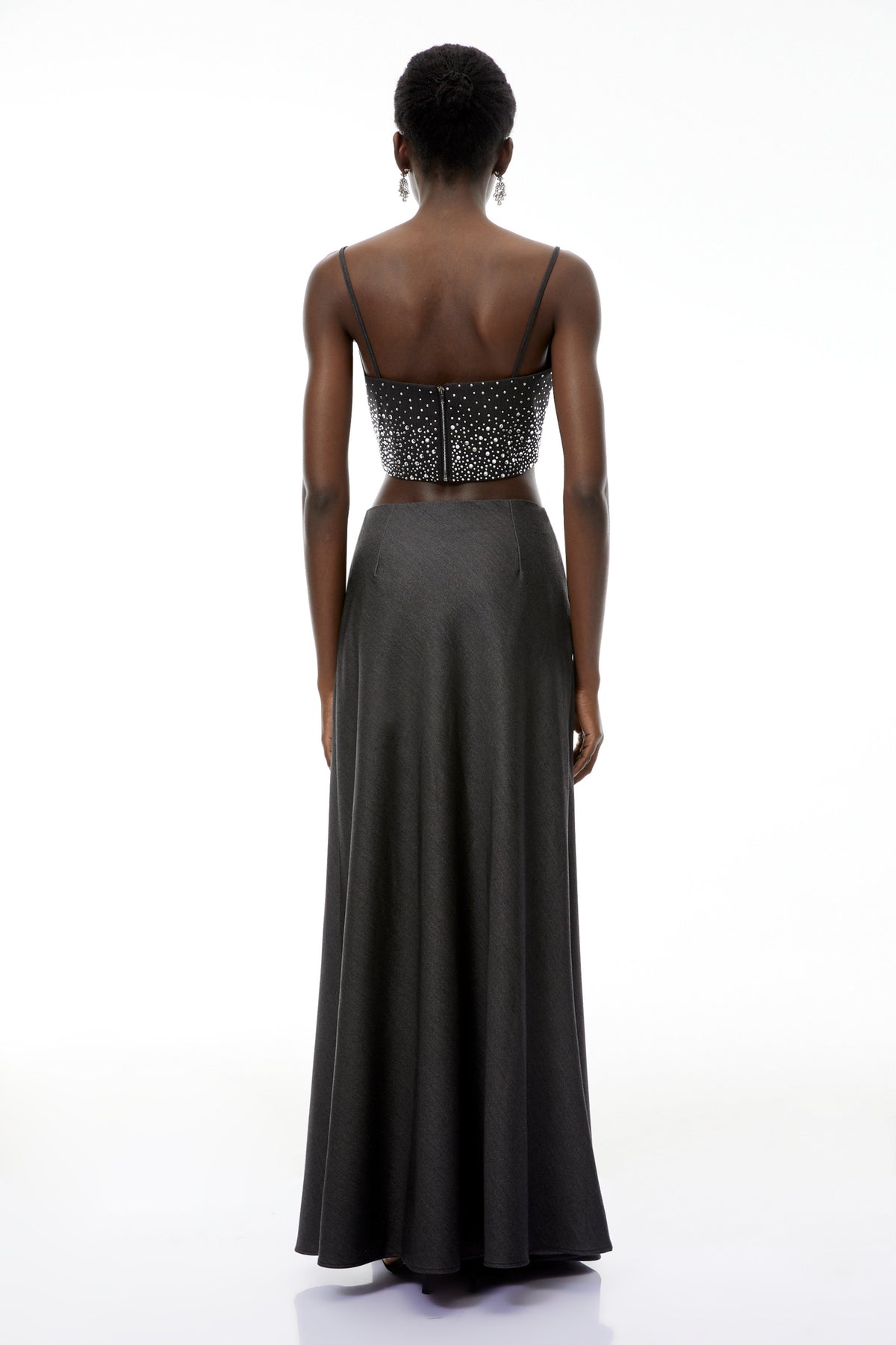 Thorne Grey Flared Maxi Skirt