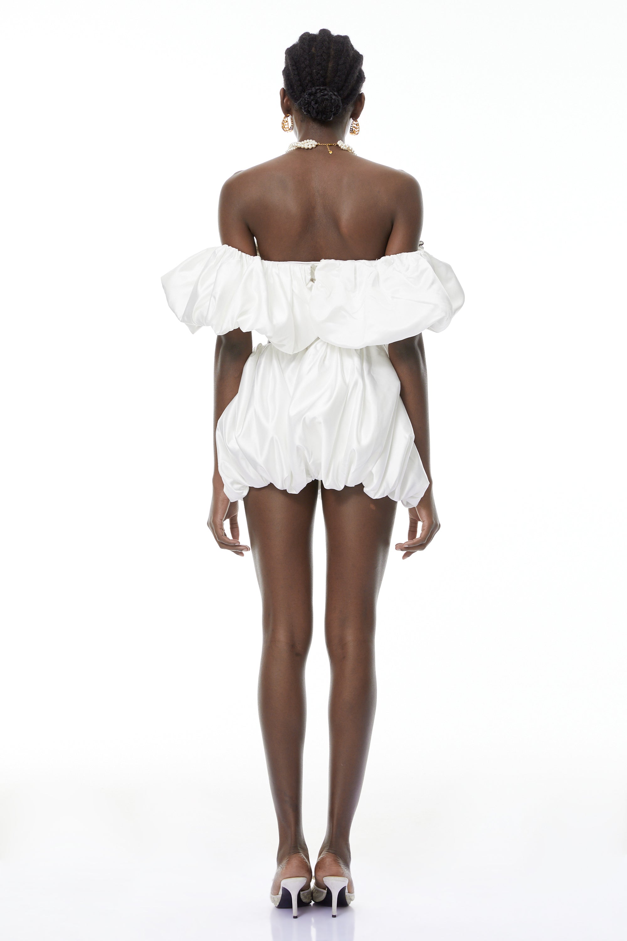 Tiffany White Top & Bubble Short Set with 3D Petals