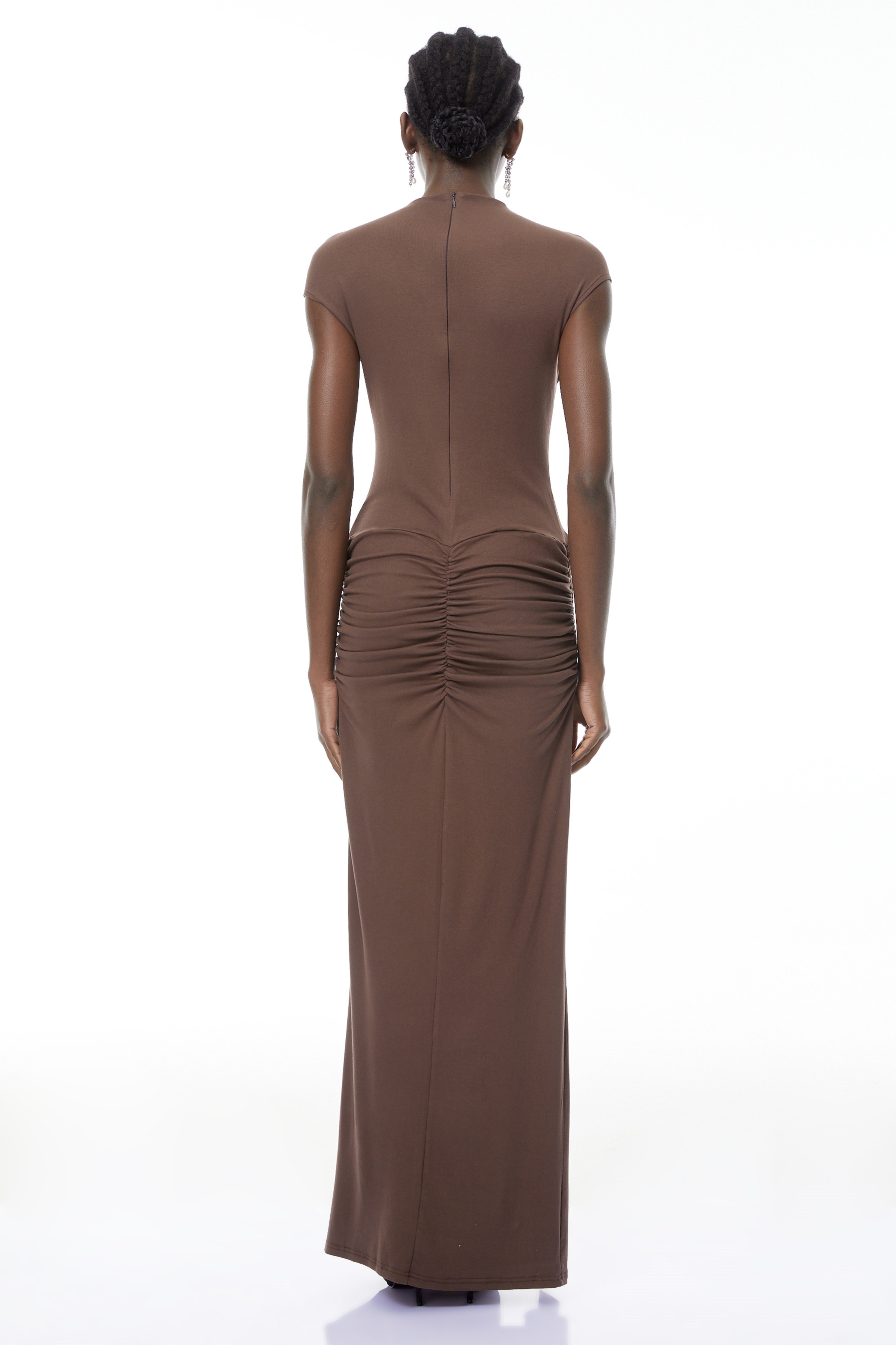 Tone Chocolate Brown Cross-Over Maxi Dress (Final Sale)
