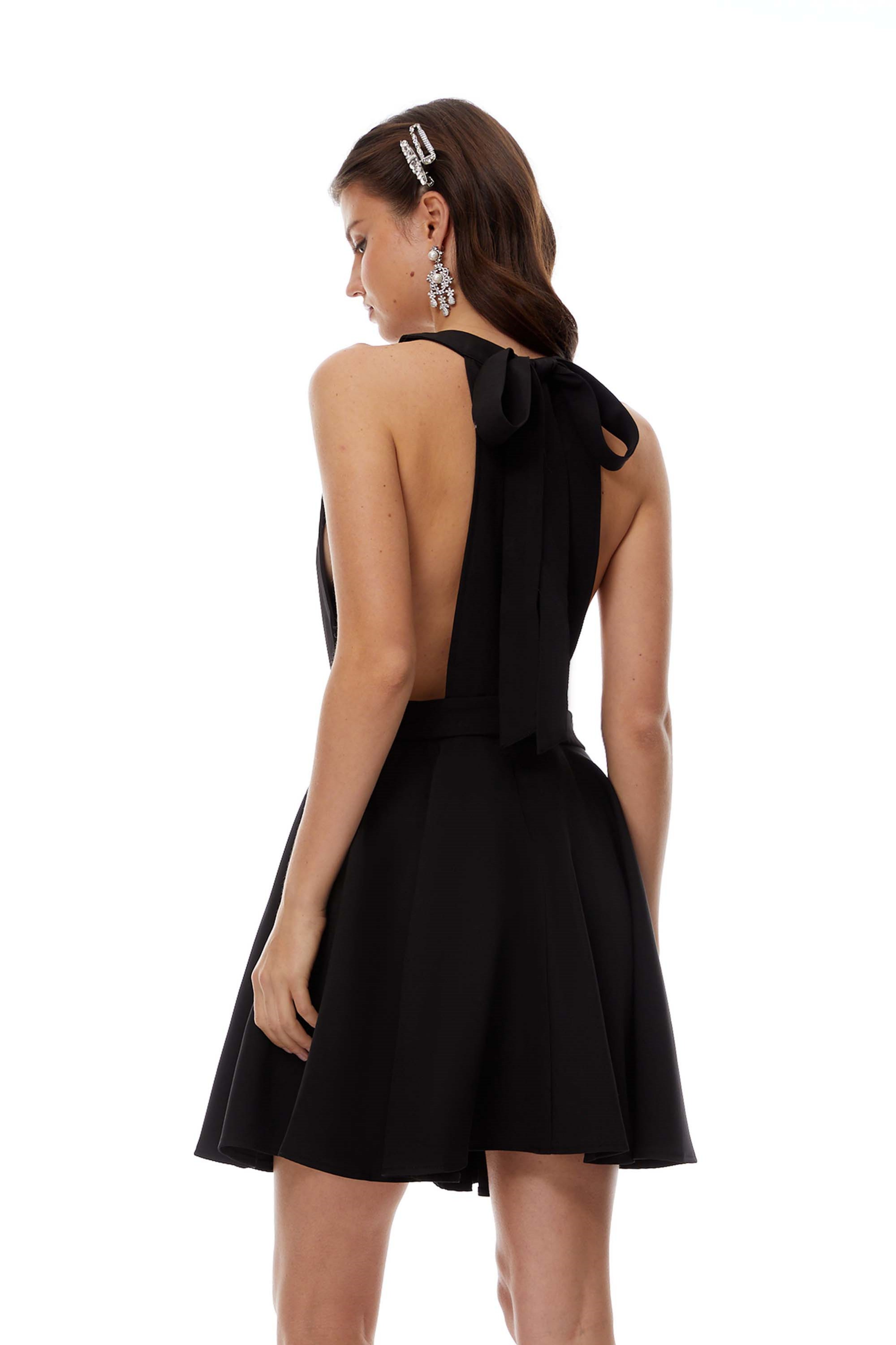 Tova Black Open Back Mini Dress (Final Sale)